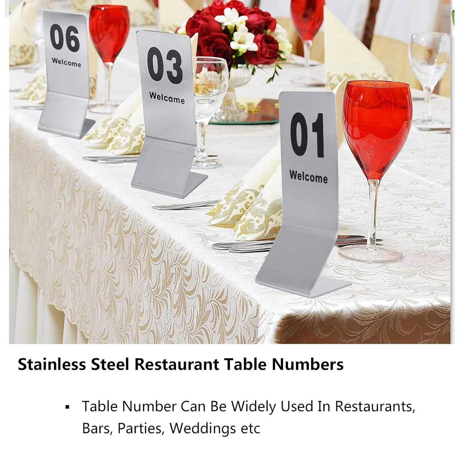 Metall-Tischnummernständer 1–25 1–50, Edelstahl-Tischnummernschilder für Restaurants – leicht zu reinigen und wiederverwendbar – für Hochzeiten, Empfänge, Cafés, Bistros, Sitzplatzkarten (1 25) (1 25