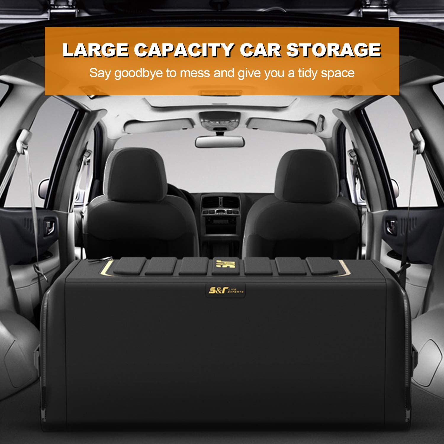 Nuovo Organizer per Bagagliaio Auto di Alta qualità, Multitasche, Pieghevole, 3 Volte, in Tessuto Oxford 1680D, per SUV, Camion e Auto (Nero, 60 l)
