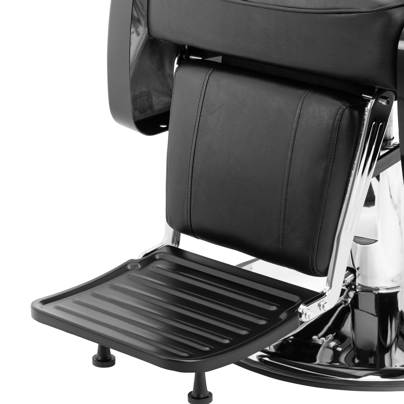 Physa Eaves Black Friseurstuhl mit Fußstütze 57-69 cm 150 kg Schwarz Kunstleder Edelstahl-Basis höhenverstellbar Rückenlehne neigbar 360° drehbar Barberstuhl Friseursessel