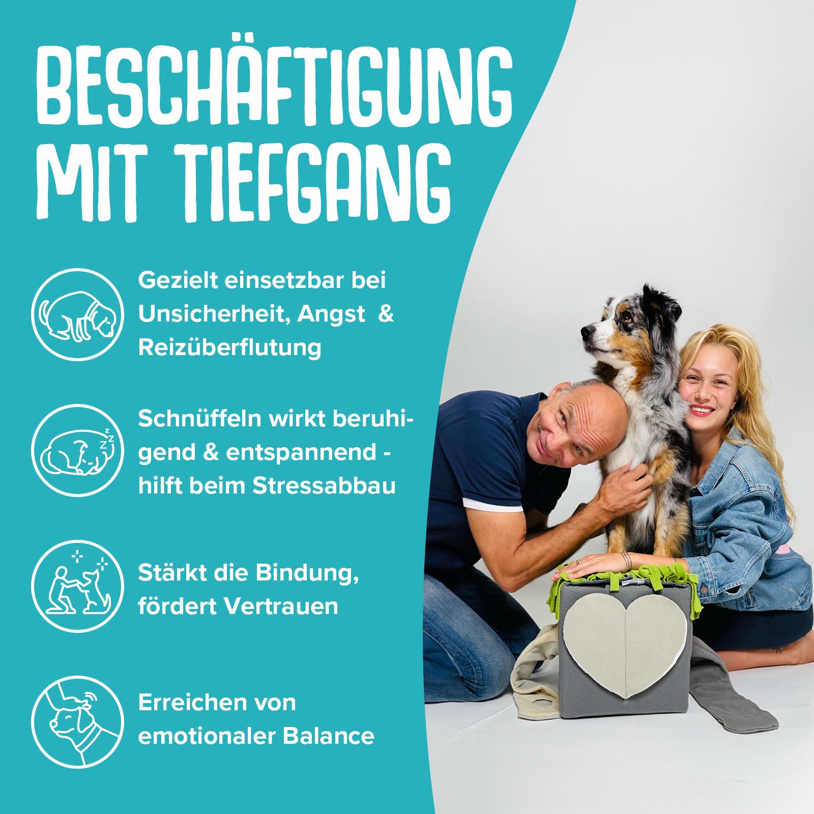 KNAUDER'S Best - SNIFFBOX 2.0 - Beschäftigung für Hunde auf 30x30cm - waschbares, interaktives Hundespielzeug für Suchspaß auf Mehreren Ebenen - Hundespielzeug aus 100% Polyester - Ökotex 100