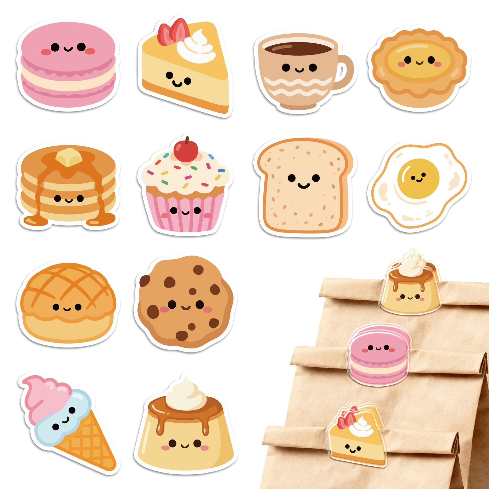 MAYJOYDIY 24Pcs 12 Styles Dessert Shaped Bag Clips Bread Cake Coffee Cookie Toast Bag Sealer Sealing Closures Cute Acrylic Chip Clips Funny Home Office Holders for Food Storage Airtight Seal Grip — image 1