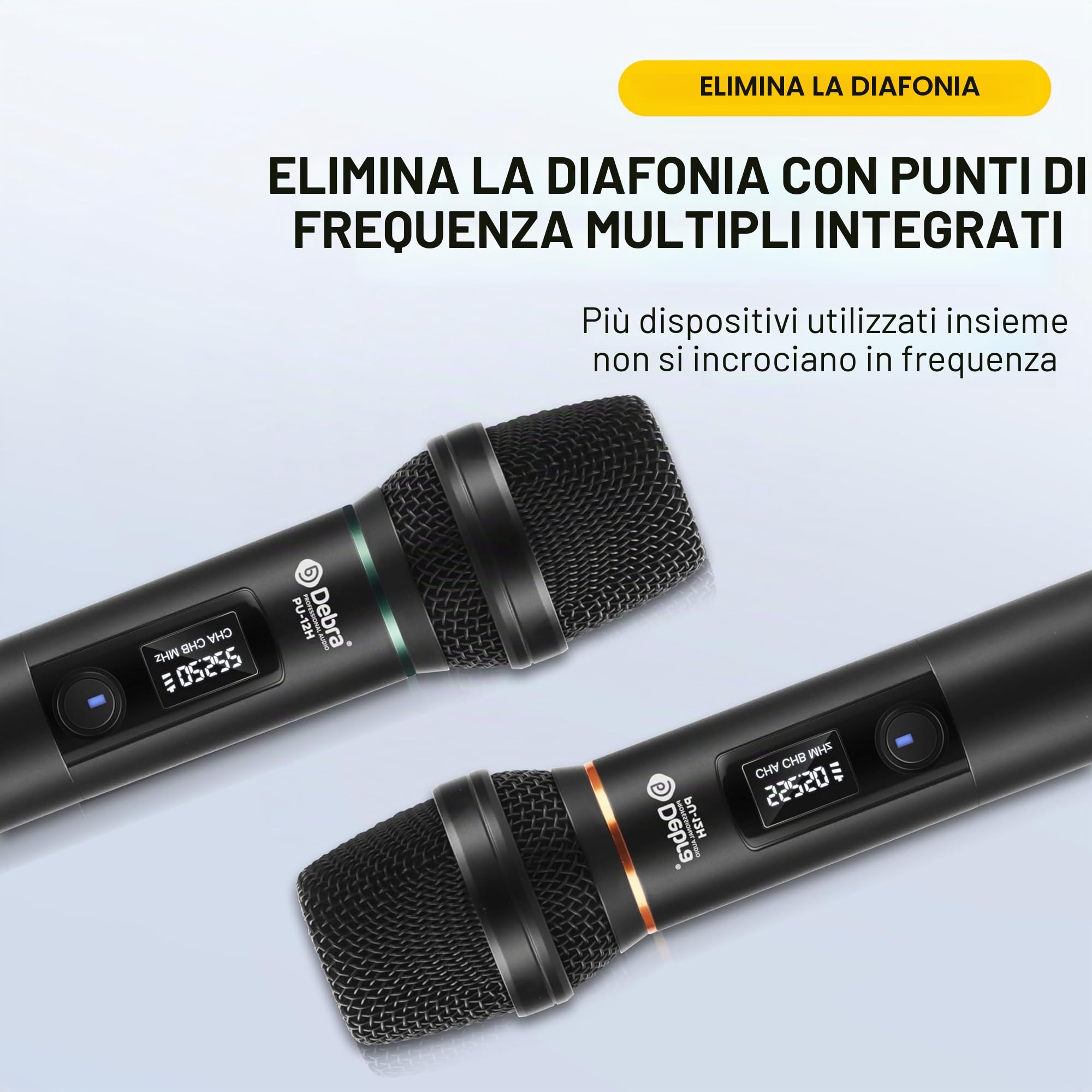 Microfono Wireless,sistema di microfono cordless portatile doppio in metallo con ricevitore ricaricabile,Ricezione a Distanza di 50M,Microfono per Karaoke, Cantare, Feste a Casa, Matrimoni,Discorsi