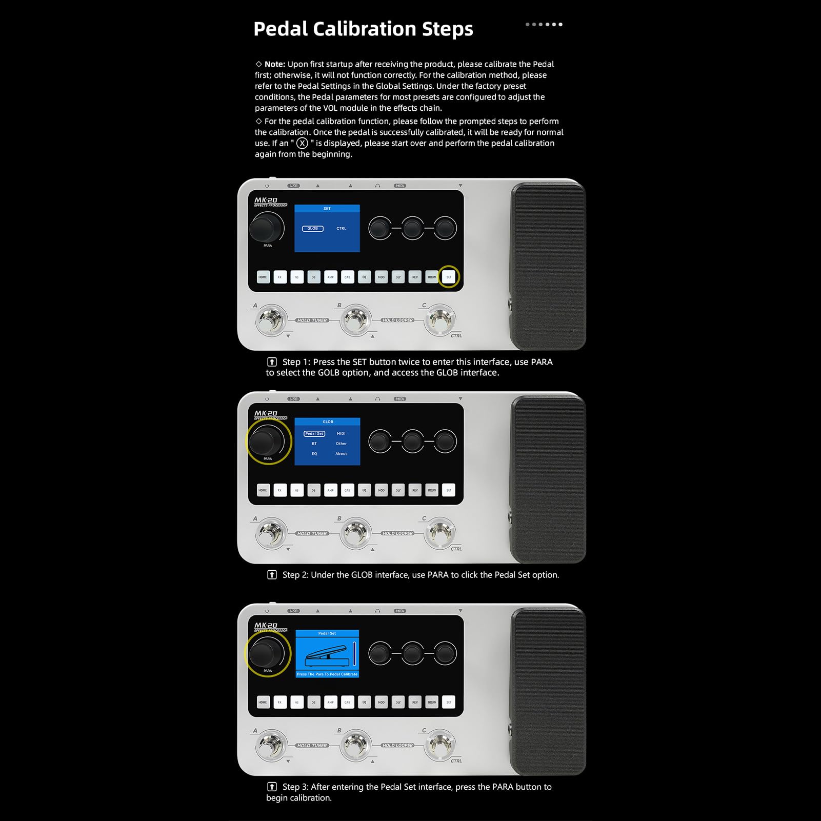 Pedale multi-effetto per chitarra, 120 A, 320 effetti, schermo da 2,4 pollici, impostazioni personalizzabili, 3 interruttori a pedale, looper e tamburo per chitarra elettrica e basso elettrico