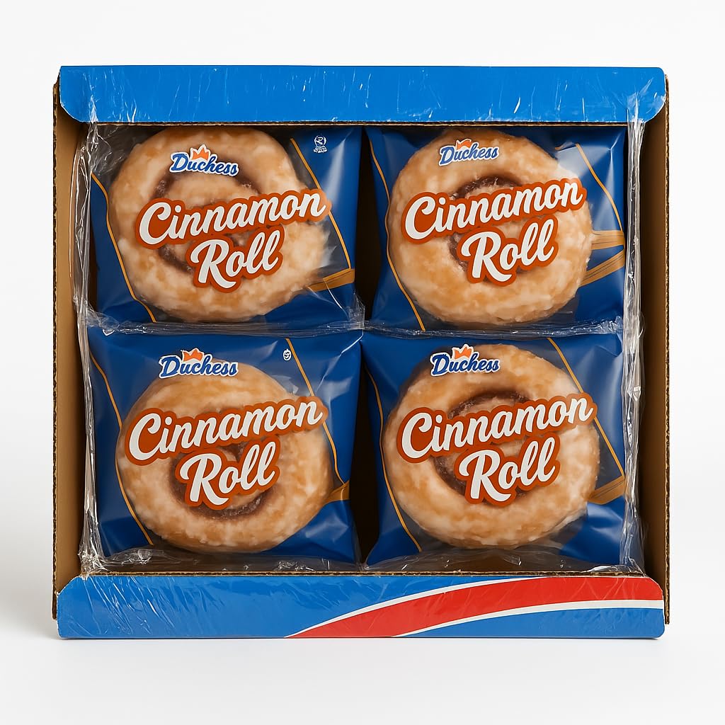 Duchess Jumbo Cinnamon Roll Honey Buns, 12 Pack Individually Wrapped - Soft, Glazed Sweet Treats with Real Honey