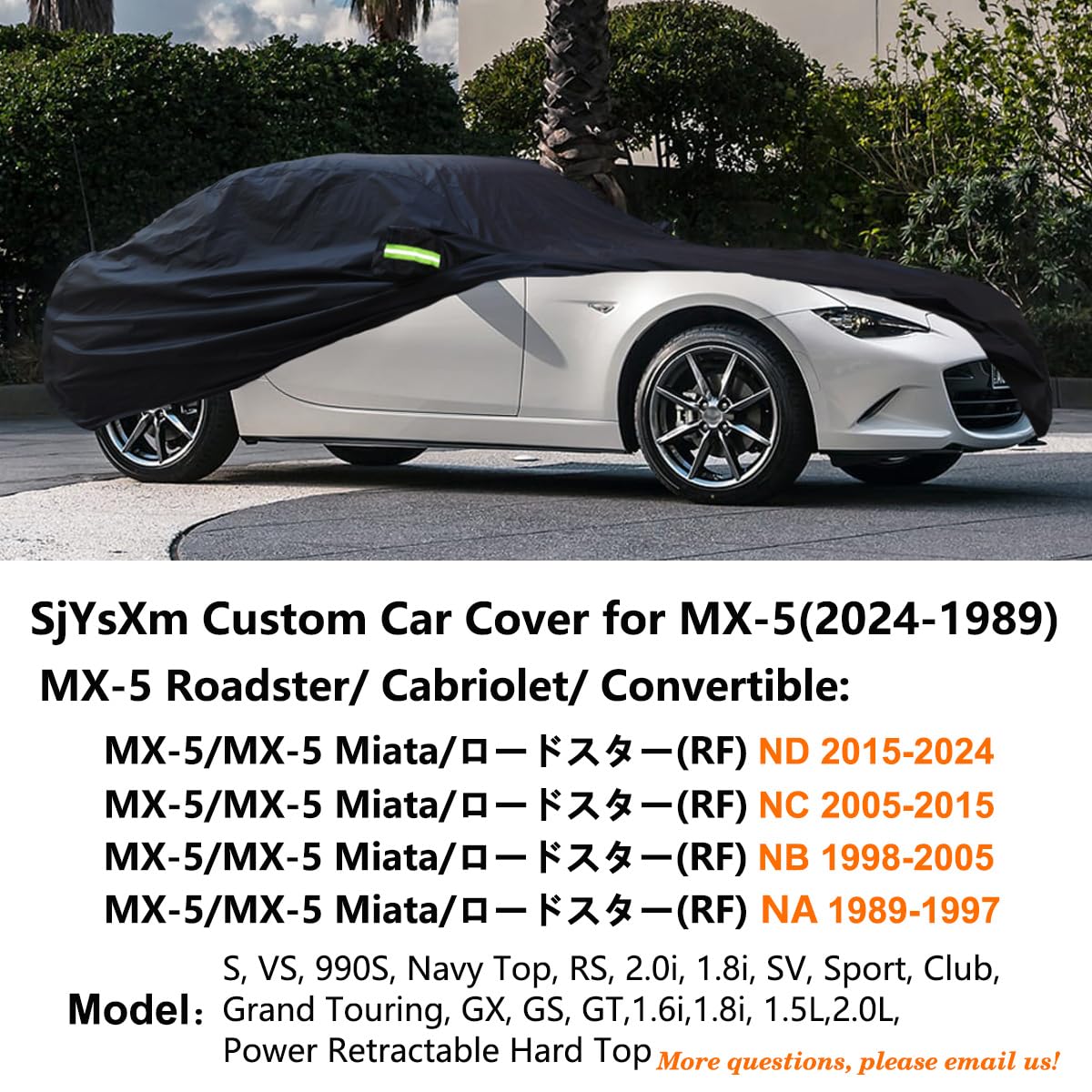 Personalizzato Telo Copriauto Compatibile con Mazda MX-5 ND NC NB NA 1989-2026, Impermeabile Copertura per Auto Cappuccio Completo per Esterni Telo Auto Copri per Neve Pioggia Sole Freddo