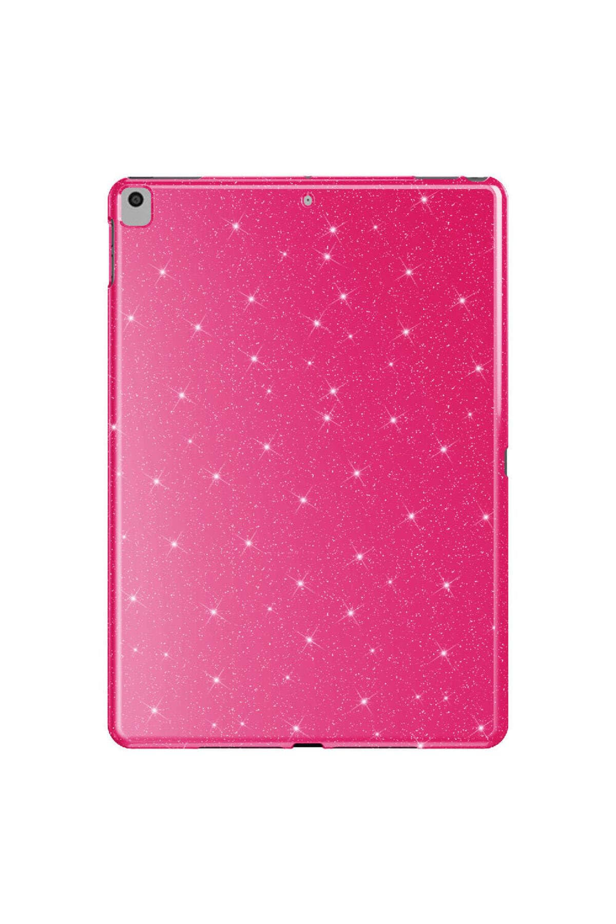CONSTRAIN - iPad 10.2 (8 Nesil) Simli Parlak Görünümlü ile Uyumlu Tablet Koton Kılıf-Pembe Koyu - Beyaz 1