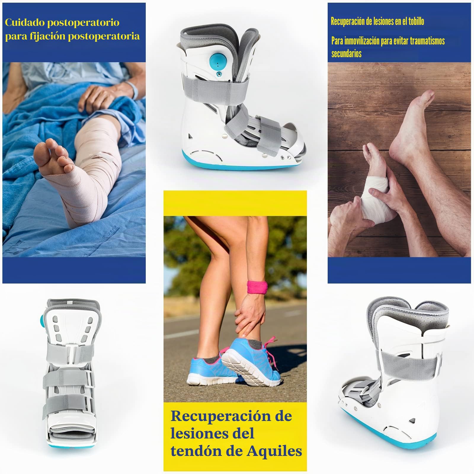Zapato médico inflable para caminar, pie ortopédico, zapato para fracturas, zapato ultraligero para caminar para esguince de tobillo, fractura por estrés, pie roto o tendinitis aquílea (L)
