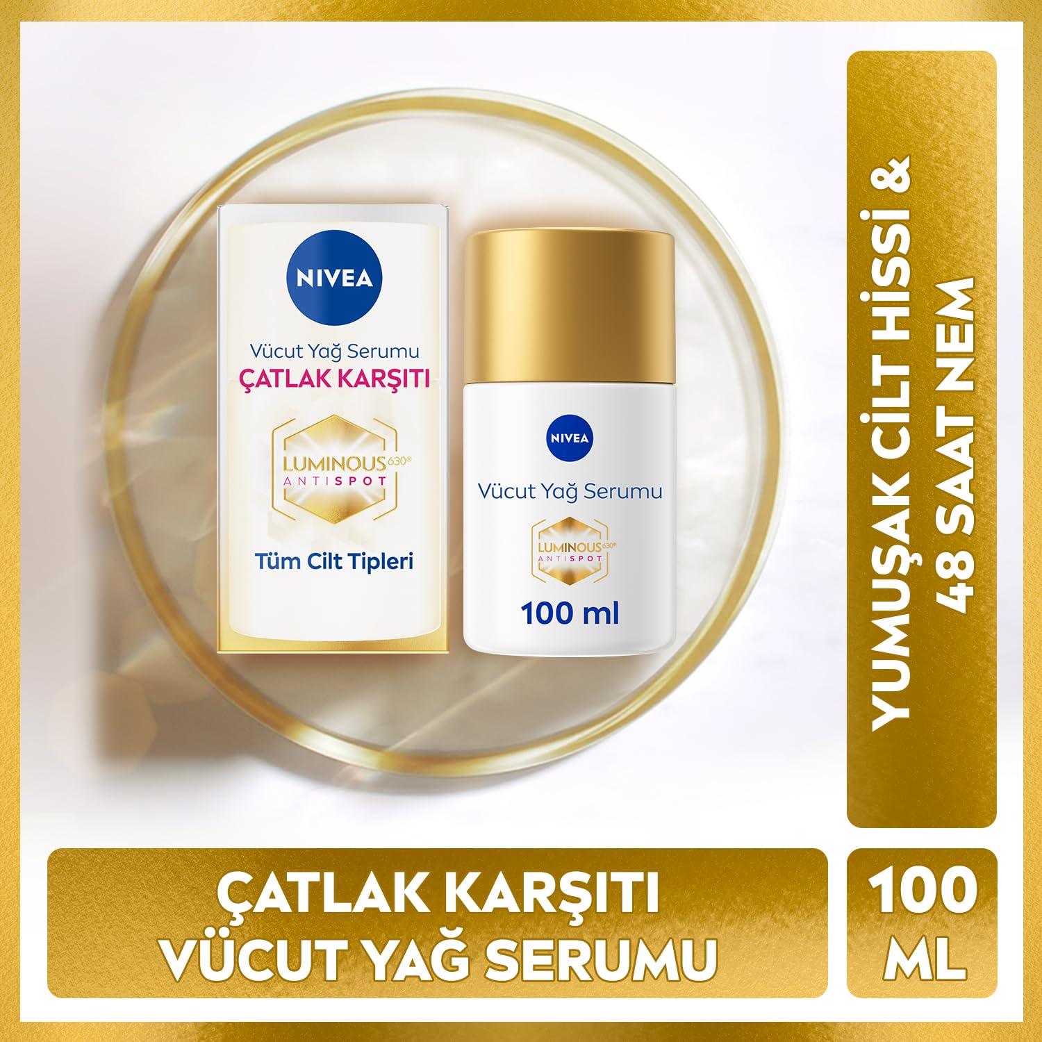 NIVEA Luminous630 Çatlak Karşıtı Vücut Bakım Yağ Serumu 100ml ve Cocoa Butter Vücut Bakım Kremi 400ml,Vücut Bakım Seti