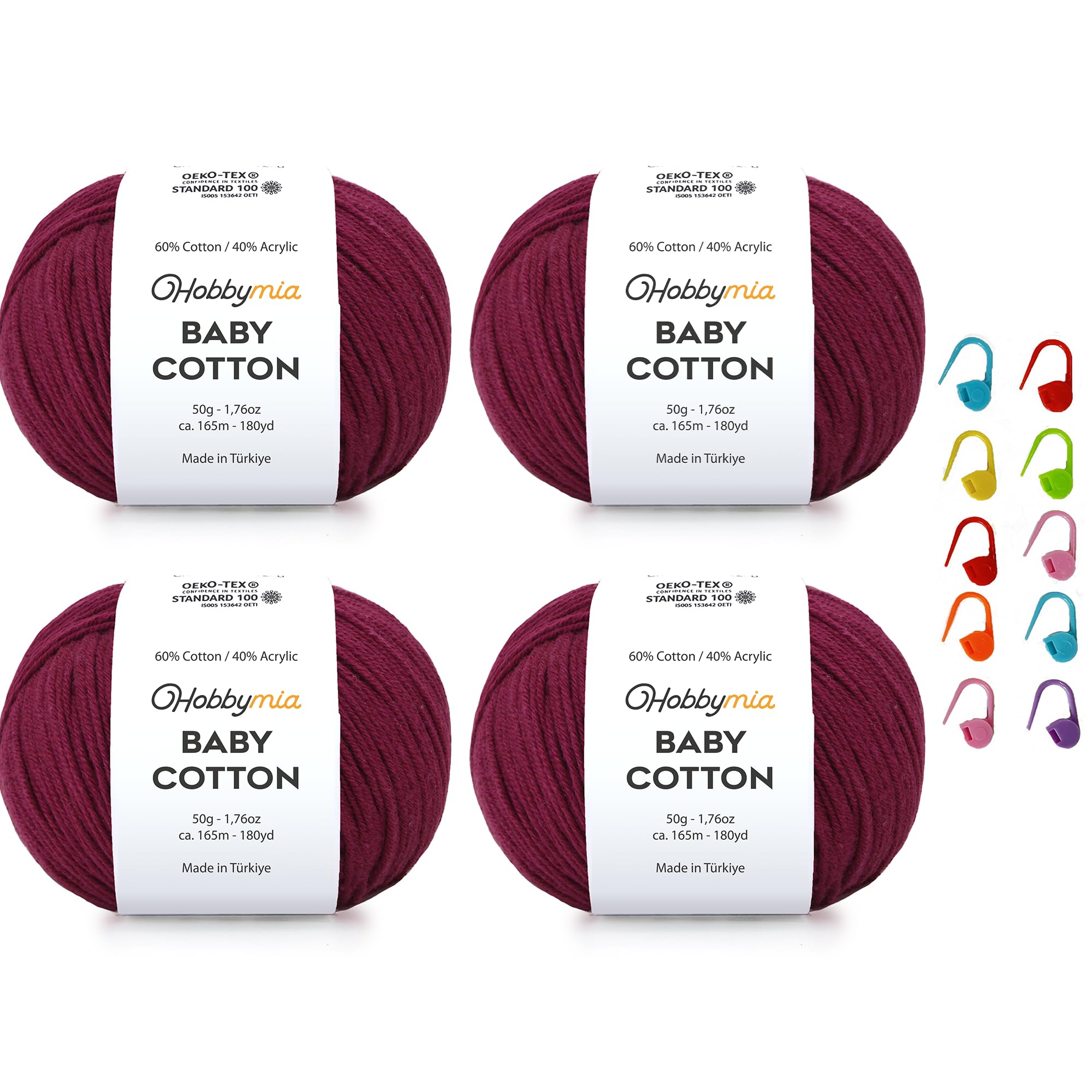 Baby Cotton Blend Yarn – Soft Sport Weight Yarn for Crochet & Amigurumi - 50g/180yds - 60% Cotton 40% Acrylic - Ideal for Baby & Knitting Proj.(Neon Green, 1 Ball) — view 77