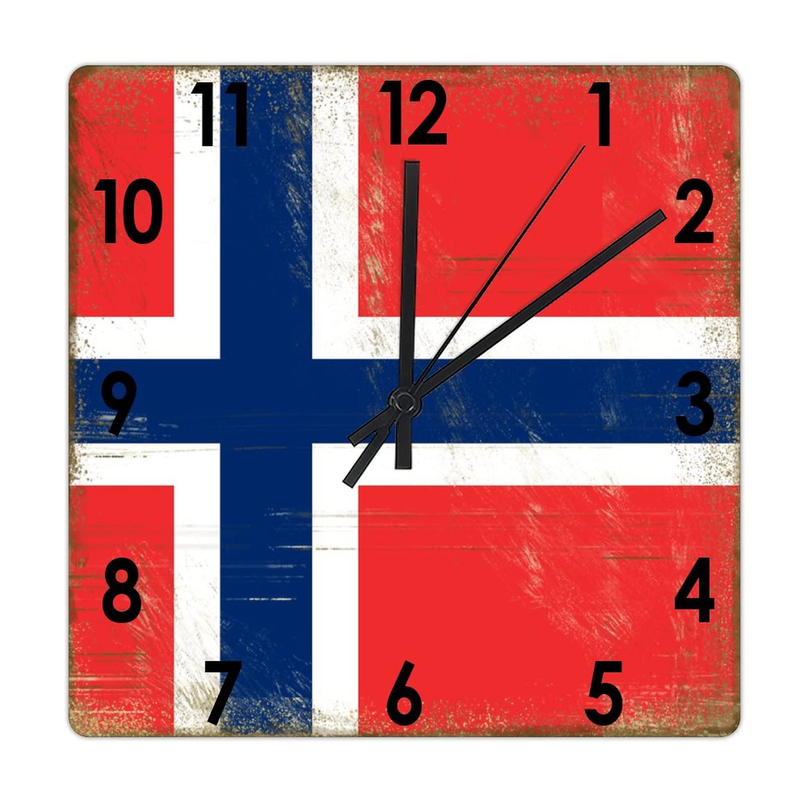 Horloge murale en bois drapeau Norvège 38 cm style scandinave quartz