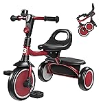 besrey Toddler Tricycle with Bell, Kids Tricycle Age 18 Months to 5 Years, Kids Trike, Toddler Bike for 1.5-5 Year Olds, Baby Trike, Gifts & Toys for Boys & Girls, Red