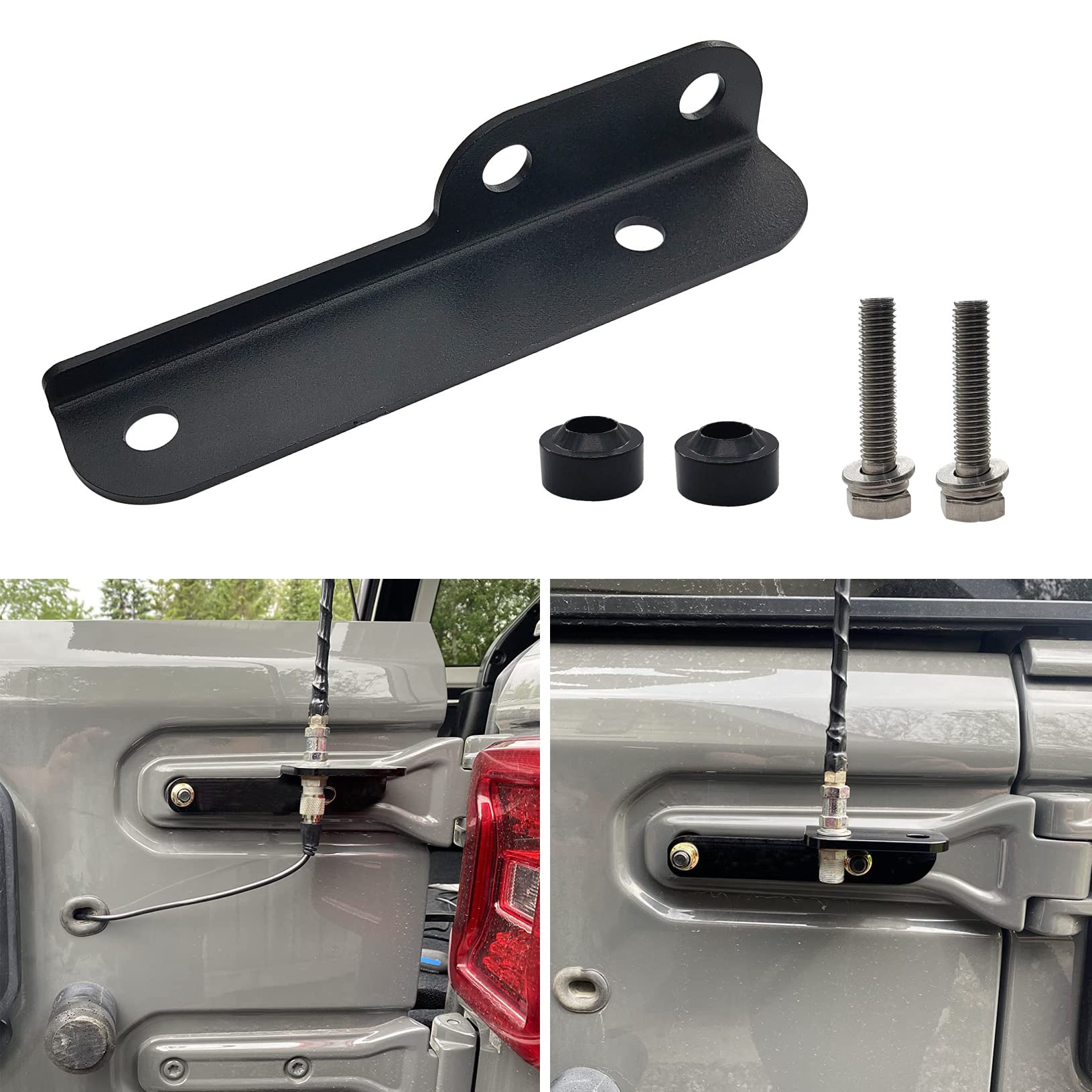 Tailgate Hinge CB Antenna Flag Mounting Bracket for Wrangler JL JLU 2018-2021 Two in One Design No Drill Installation