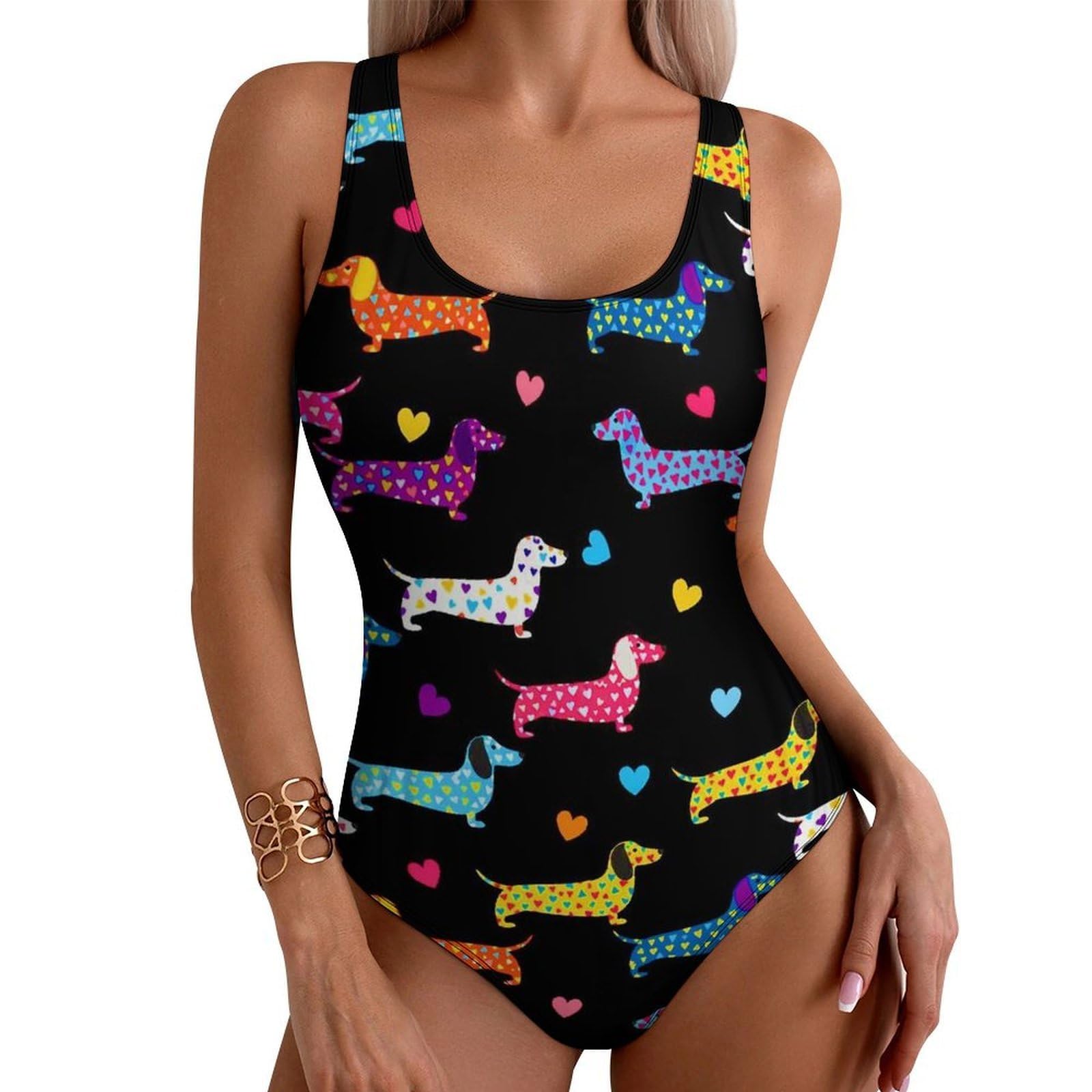 Sexy Scoop Neck Swimsuit for Women Tummy Control One Piece for Beach Pool
