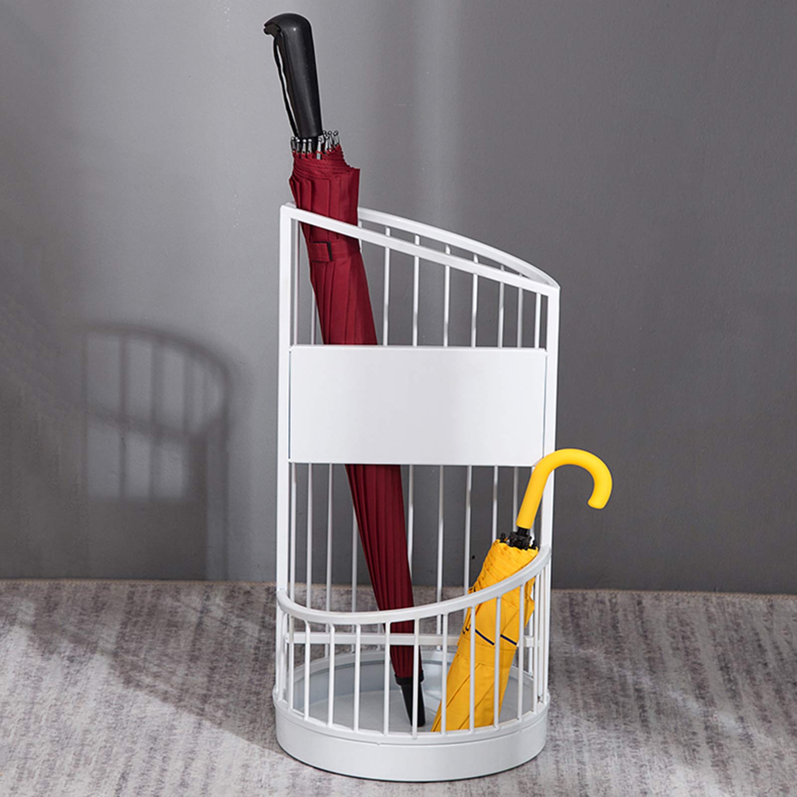Porte-parapluie rond en métal blanc grand modèle pour l'entrée