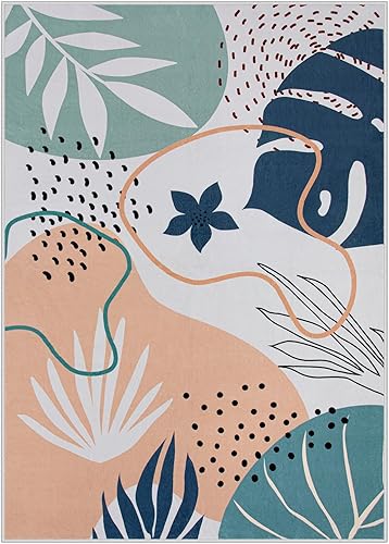 Miniatura 9 de Lahome Alfombra de pasillo rosa de 2 x 7 pies, antideslizante, lavable, alfombra de baño, ligera, antideslizante, con estampado botánico, para