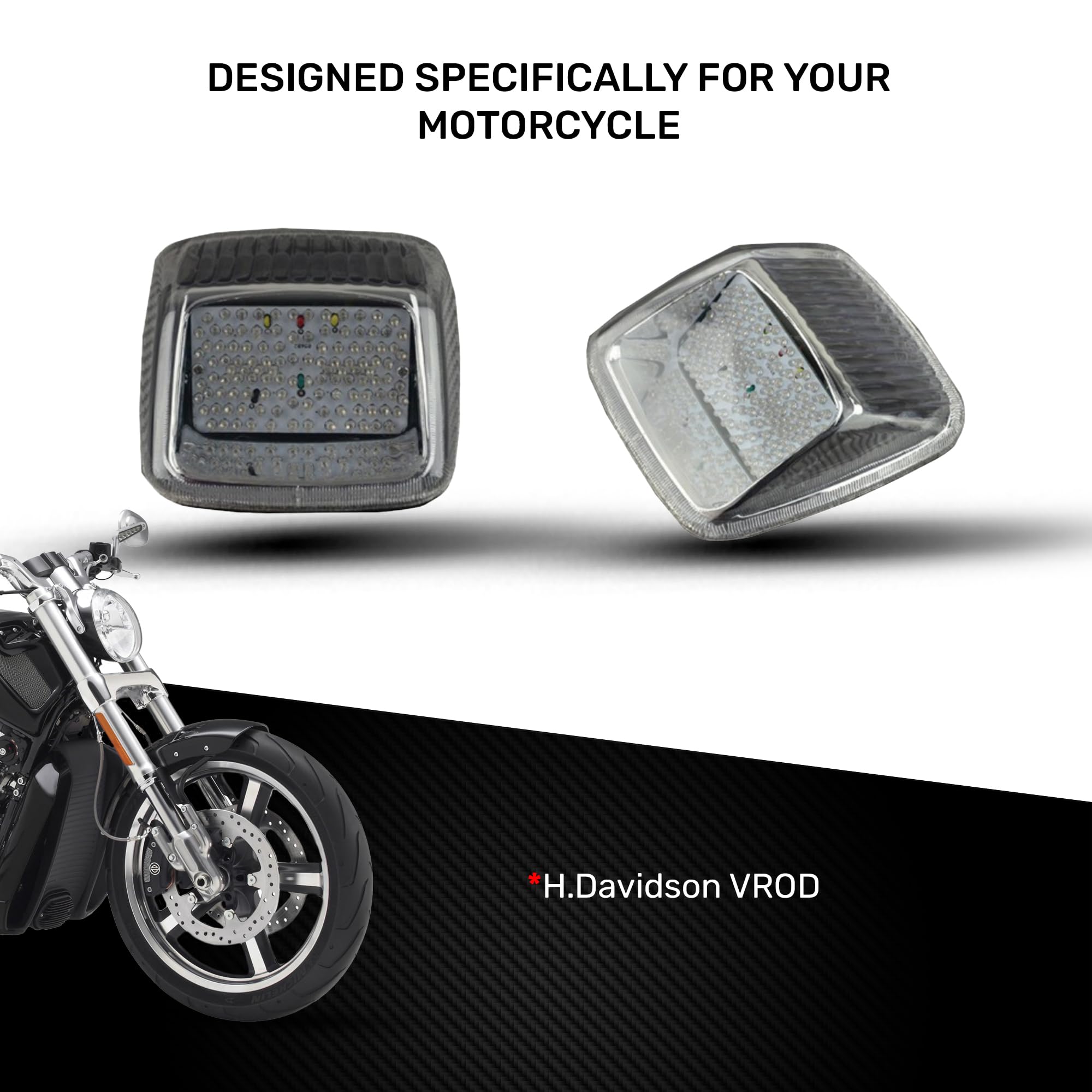 aVDB-moto Fanale Posteriore/Luce Stop LED compatibile con HARLEY DAVIDSON VROD V-ROD NIGHT ROD + Frecce Integrate (Fumè Scuro)
