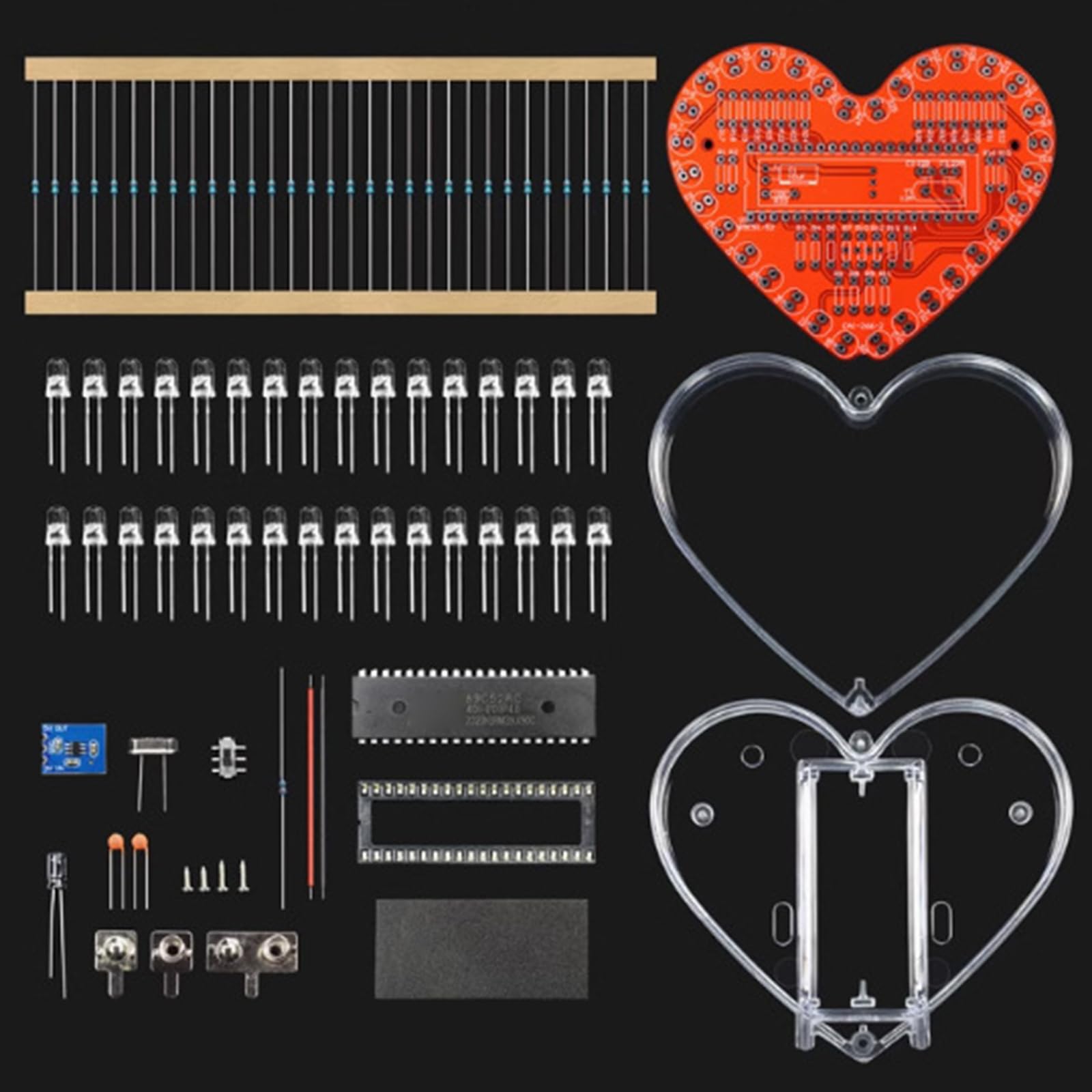 Kit de manualidades de luz LED RGB en forma de corazón, fácil montaje, juego de práctica de soldadura para el día de San Valentín y el día de la madre, kit electrónico de soldadura para manualidades