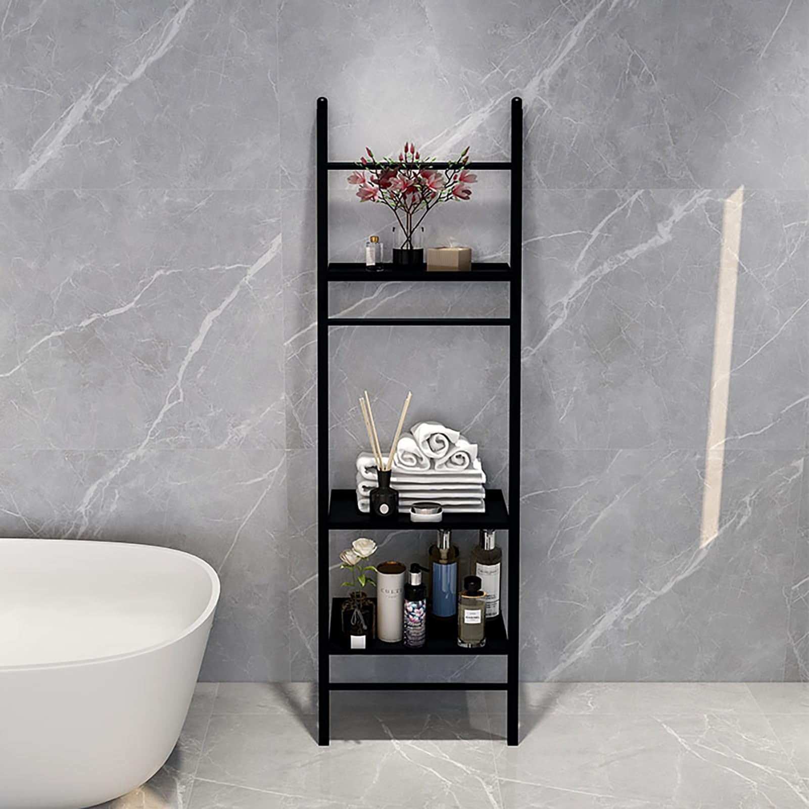 Scaffale portaoggetti in metallo a 3 ripiani, organizer mobile per bagno, cucina e soggiorno, espositore compatto per piccoli spazi (nero, 40 cm)