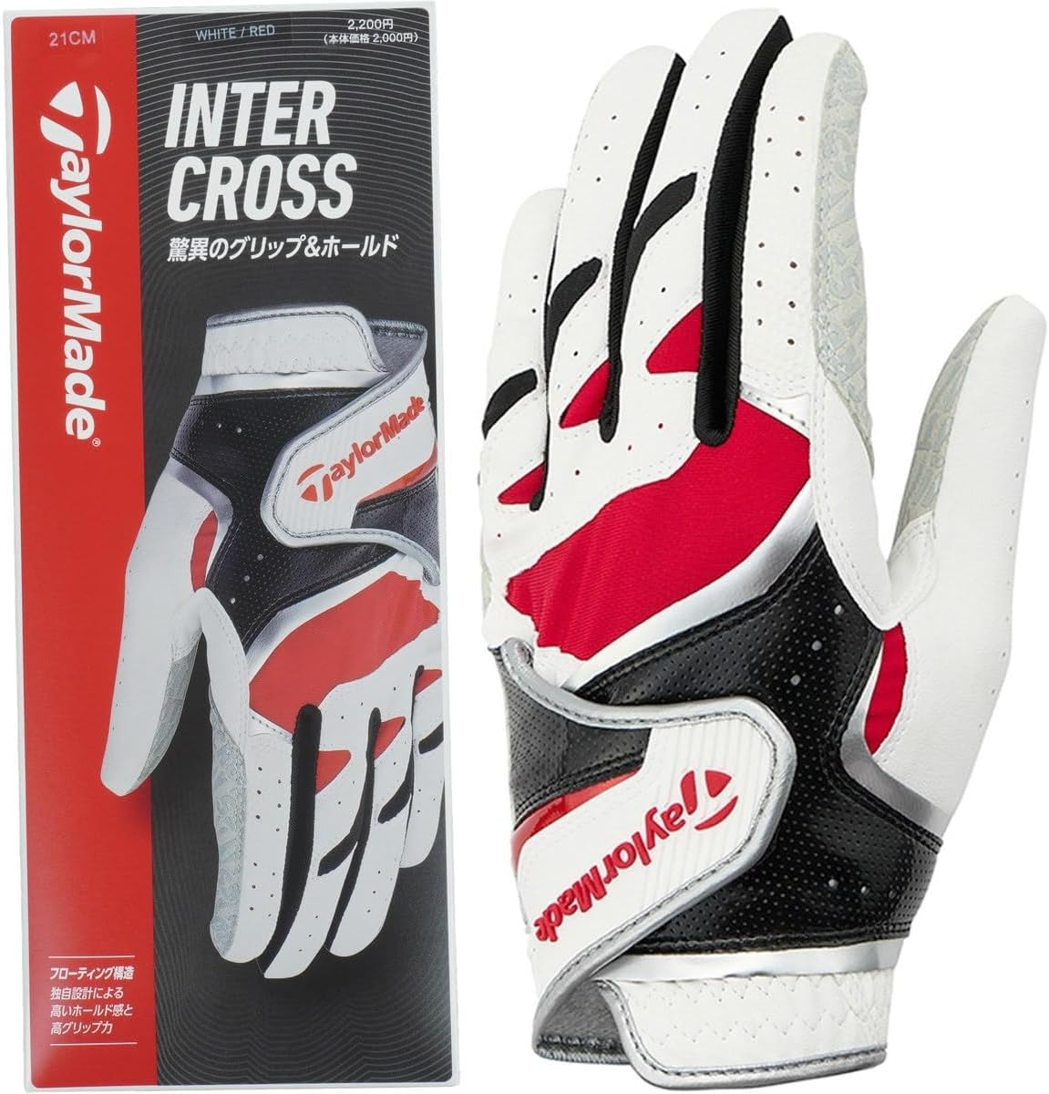 Taylormade Golf Intercross 7.0 Gloves White/RED Size : 23CM Mens Golf Glove TL931 26SS