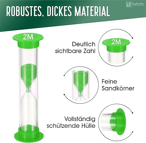 Miniatura 10 de Temporizador de arena para niños, juego de 8 pequeños relojes coloridos de cristal acrílico cubierto de 30 segundos, 1 minuto, 2 minutos, 3 minutos,