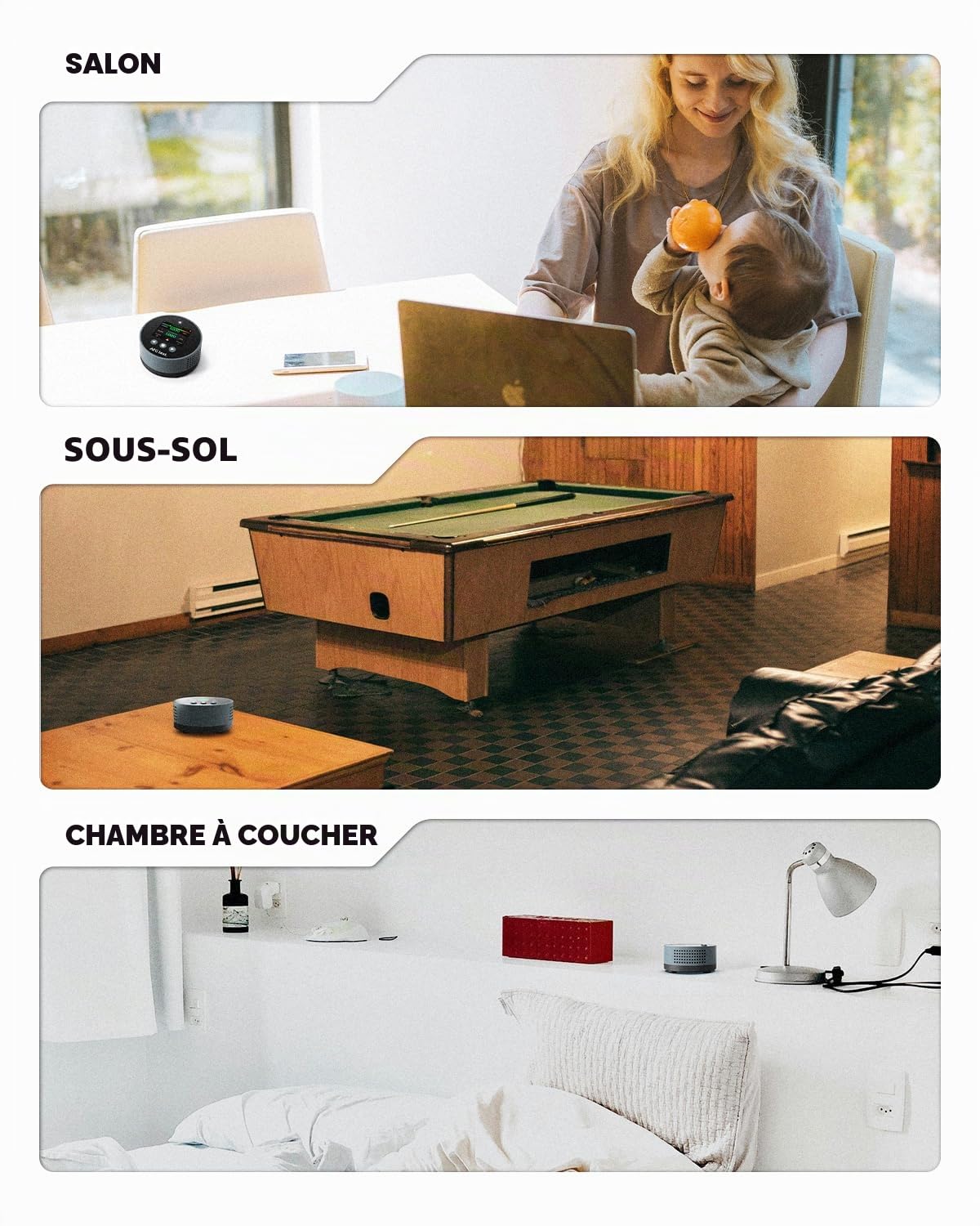 HOUND-1085 Détecteur de radon portable, surveillance du radon à long terme pour la maison, alarmes sonores et visuelles, rechargeable, écran LCD couleur TFT, pCi/L ou Bq/m³ – Bleu