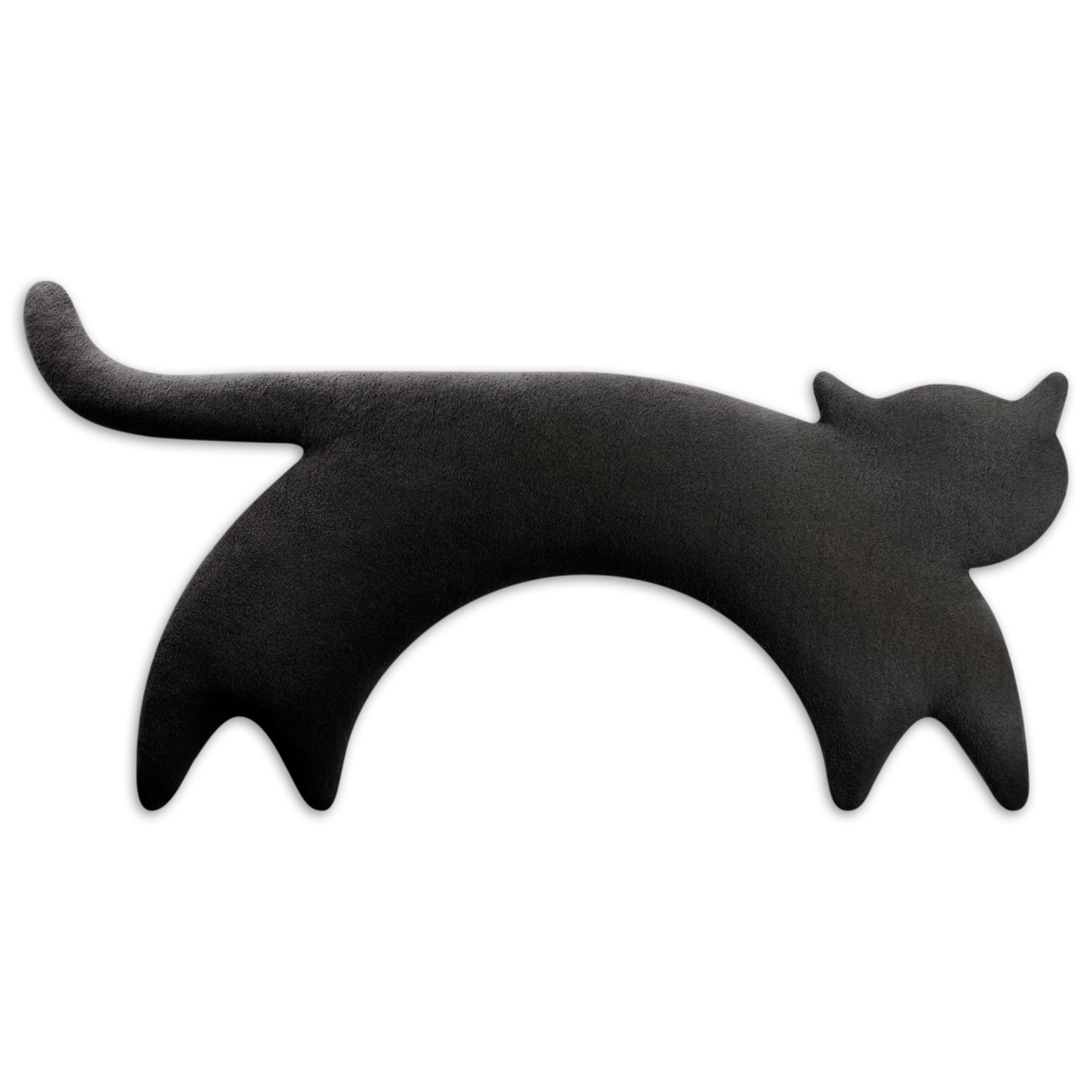 LESCHI Coussin chauffant micro ondes en coton 100% bio, Chat noir, Bouillotte graines de blé 100% bio, Bouillotte micro-ondes idéale pour réchauffer cervicale, épaules, cou, nuque