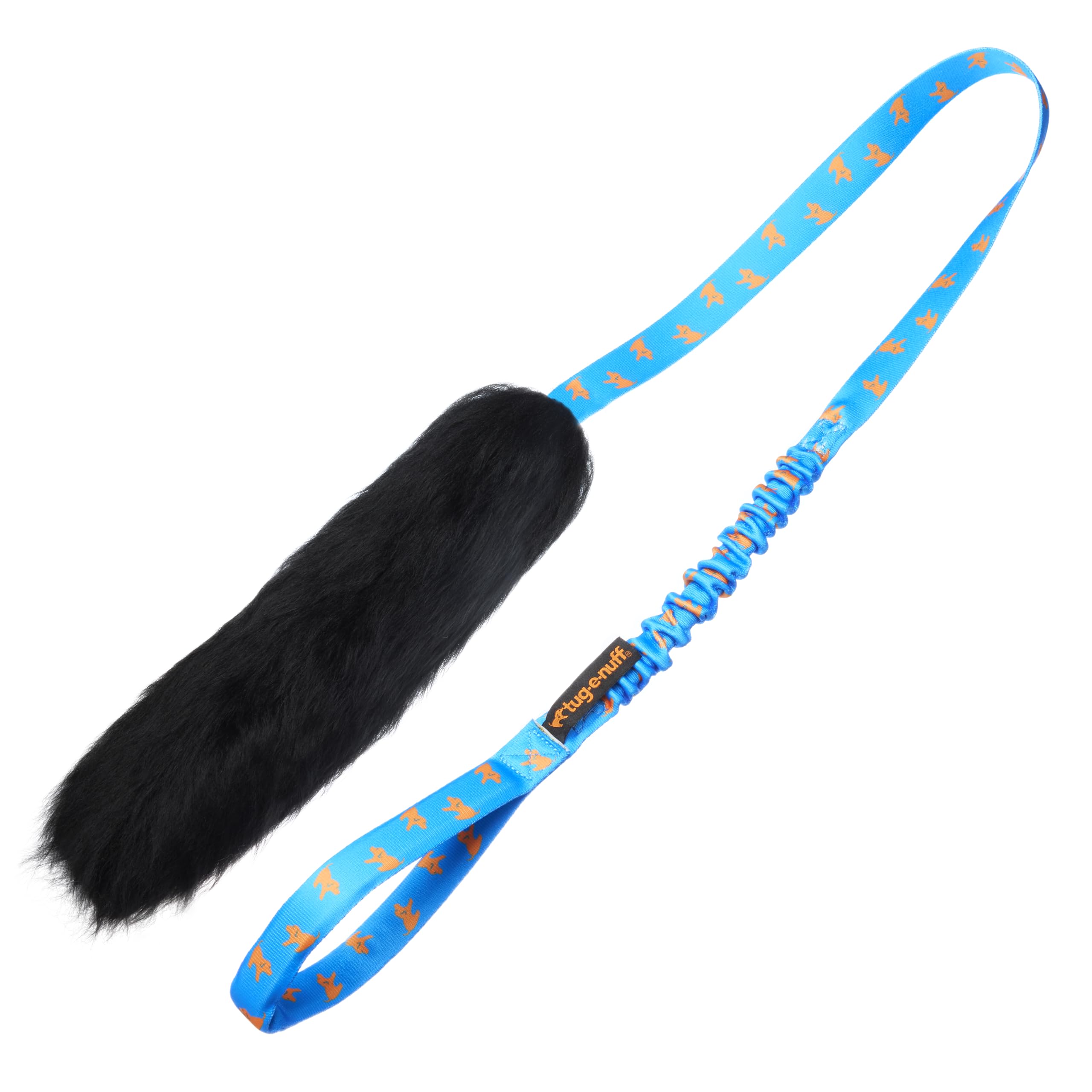 Tug-E-Nuff Sheepskin Bungee Chaser Dog Tug Toy (Royal Blue Pattern), Tough Dog Training Toys for Puppy Small