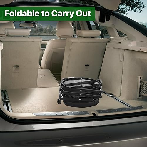 Miniatura 7 de Carrito utilitario rodante de 3 niveles, carrito plegable de almacenamiento de metal con ruedas con cerradura, no requiere montaje, versátil carrito