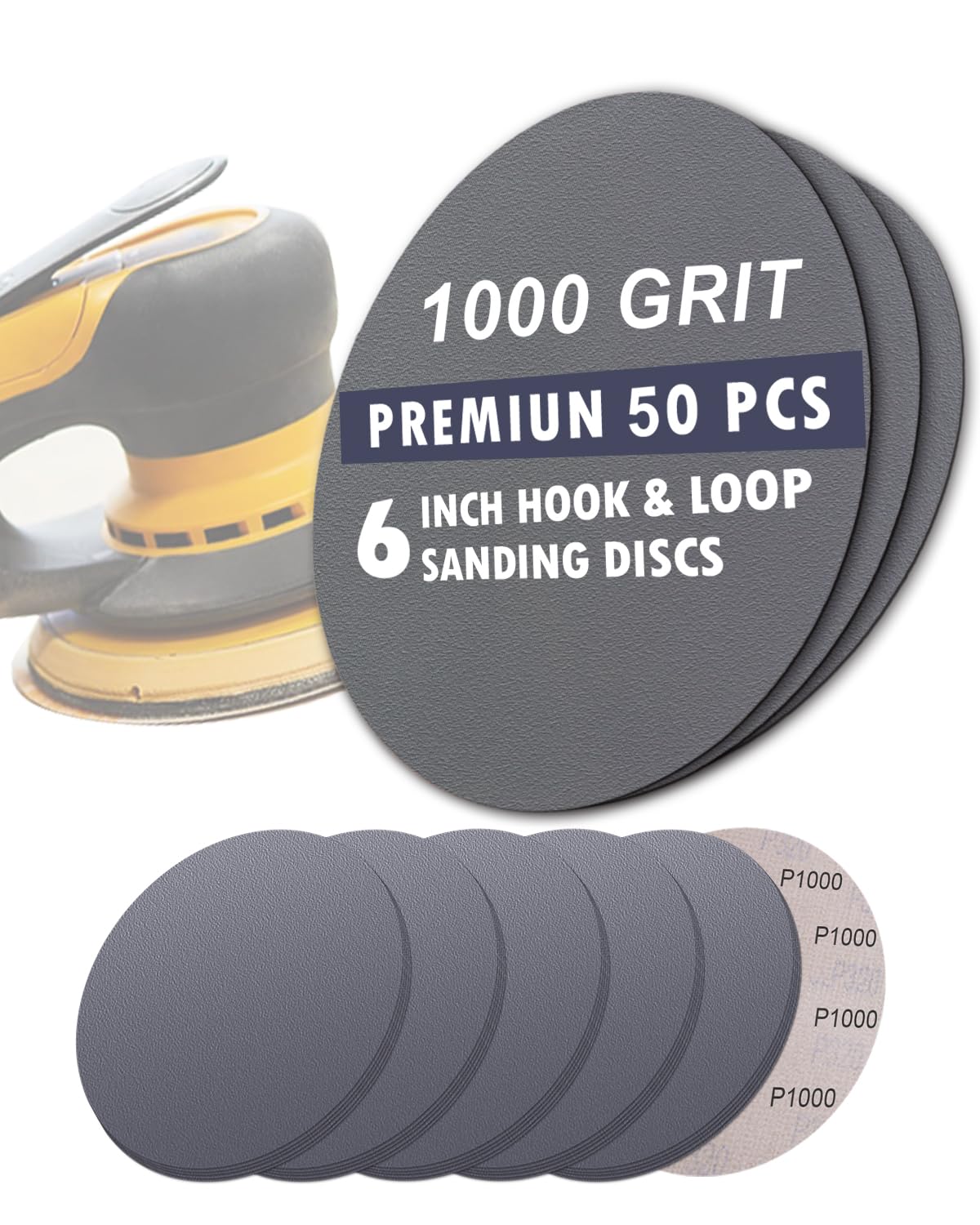 6 Inch Sanding Discs - 50 Pack Fine Grit -10