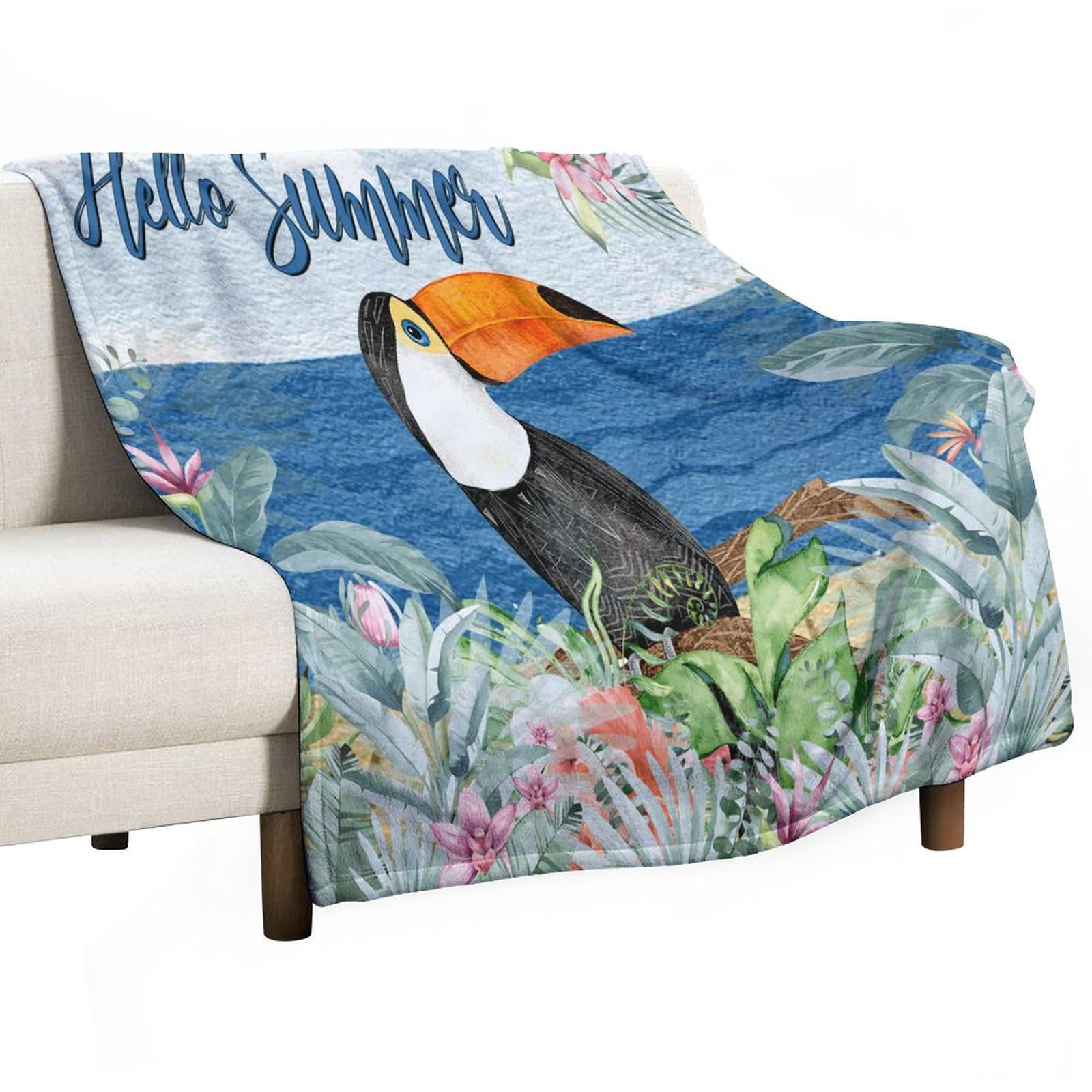 Couverture polaire douce et légère au motif toucan d'été pour rester au chaud en toute saison