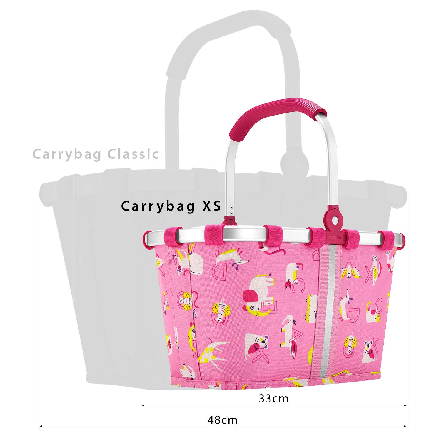 reisenthel carrybag XS Kids koszyk na zakupy 33,5 x 18 x 19,5 cm / 5 l/ABC Friends różowy