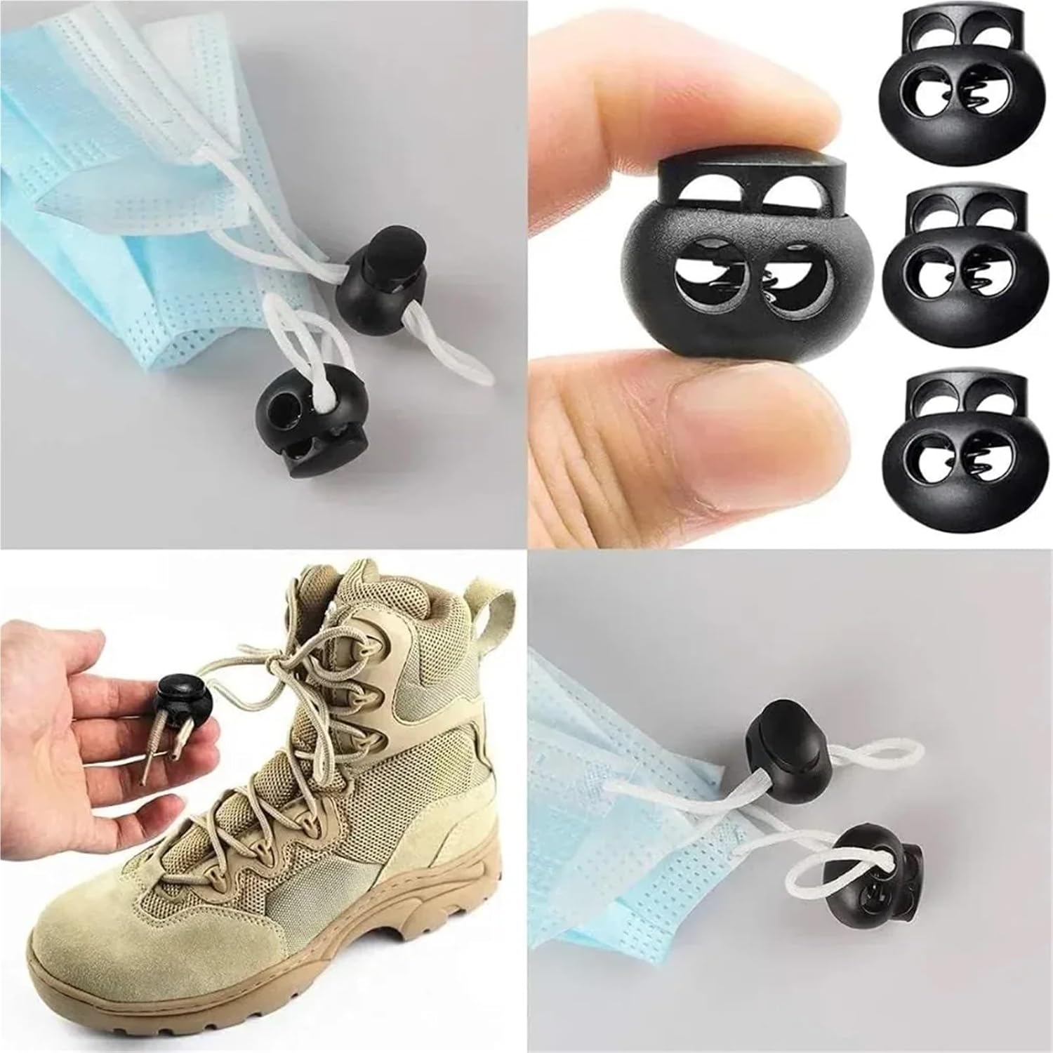 Spring Cord Lock 200pcs Plastic Cord Lock Stopper Toggle Clip Block Retainer