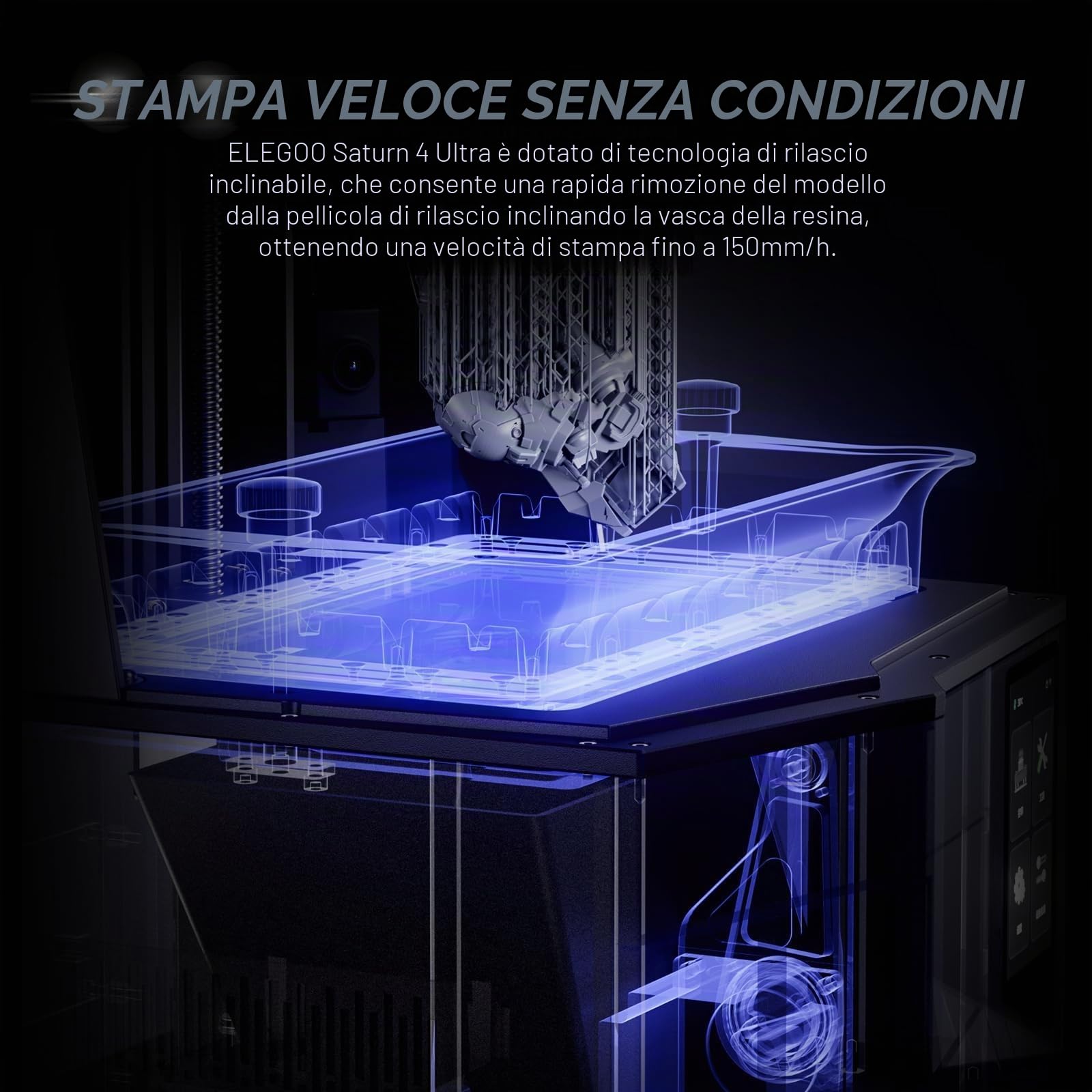 ELEGOO Saturn 4 Ultra Stampante 3D, Stampante in Resina Intelligente con Stampa Rapida, Monitoraggio AI, Telecomando, Grandi Dimensioni di Stampa 218.88x122.88x220 mm³