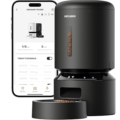 PETLIBRO Automatic Cat Feeder, 5G WiFi Automatic Dog Food Dispenser with Freshness Preservation, 5L Timed Pet Feeder with Low Food Sensor, Up to 10 Meals Per Day, Granary Black