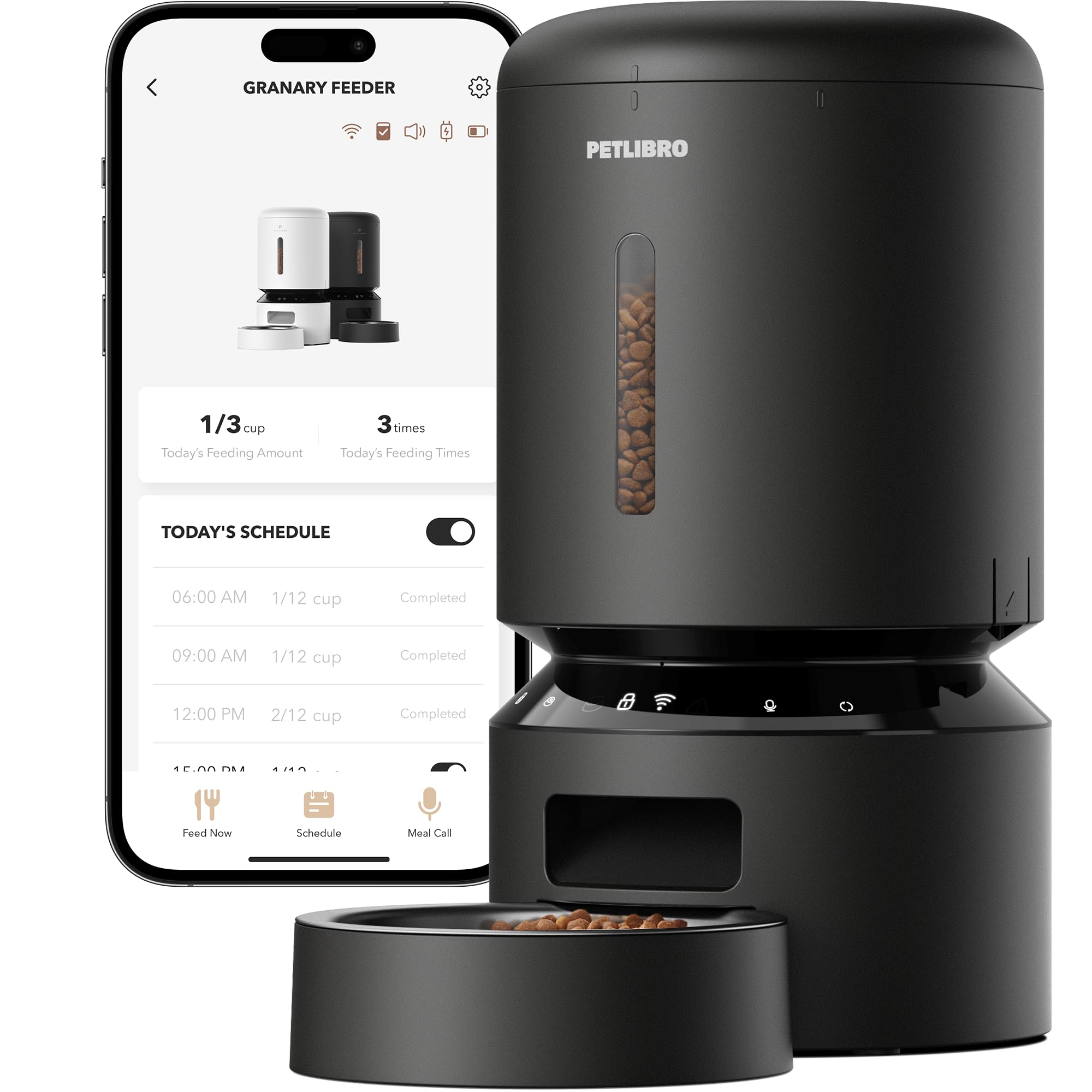 PETLIBRO Automatic Cat Feeder, 5G WiFi Cat Feeder with APP Control for Pet Dry Food, Stainless Steel Bowl, Low Food& Blockage Sensor, 1-10 Meals Per Day, Up to 10s Meal Call for Cat and Dog