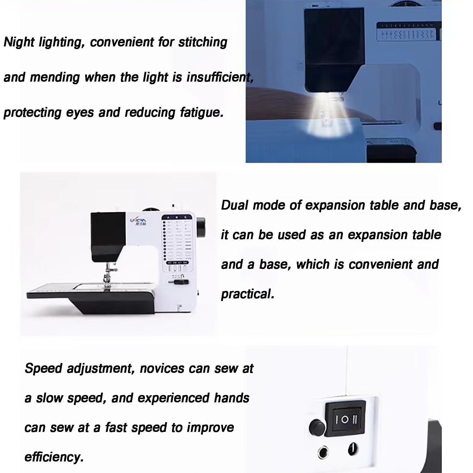 Máquina de coser industrial portátil, 38 puntadas integradas, 12 funciones, adecuada para telas gruesas, ideal para manualidades, perfecta para proyectos de tela de 6 a 8 capas