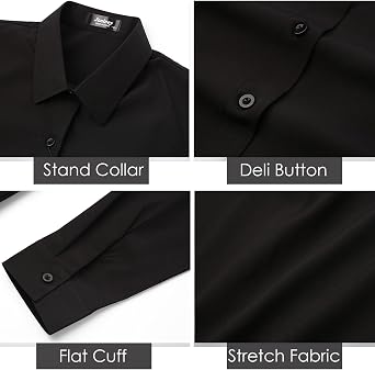 jonivey Womens Stretch Button Down Long Sleeve Shirt Soft Basic Wrinkle Free Work Business Formal Casual Blouse