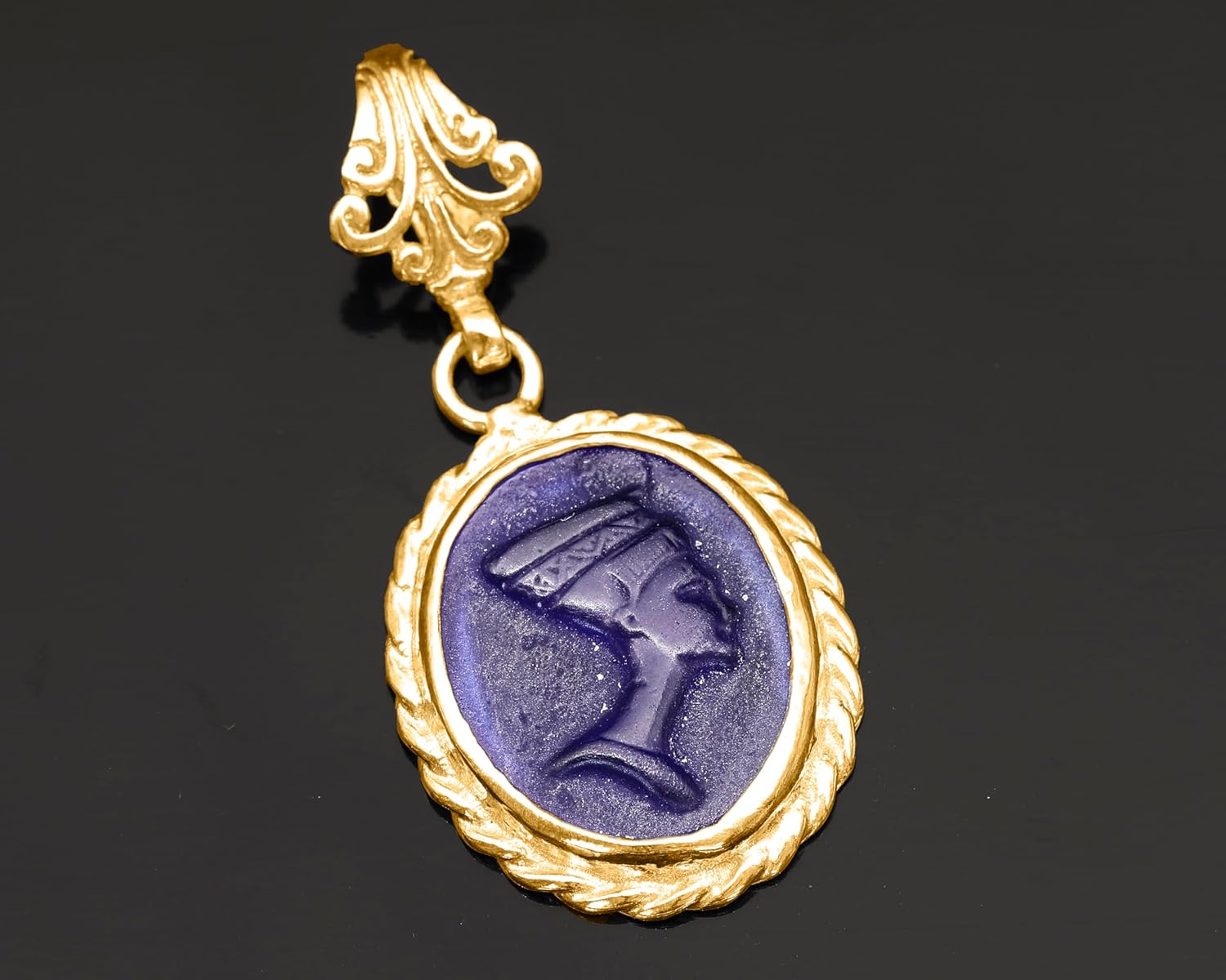 Cancer Signet Intaglio Pendant 24K Gold Vermeil 925 Sterling Silver Rope Twist Pendant Ancient Coin Silver Necklace Handmade Women's Pendant Minimalist Perfect Gift