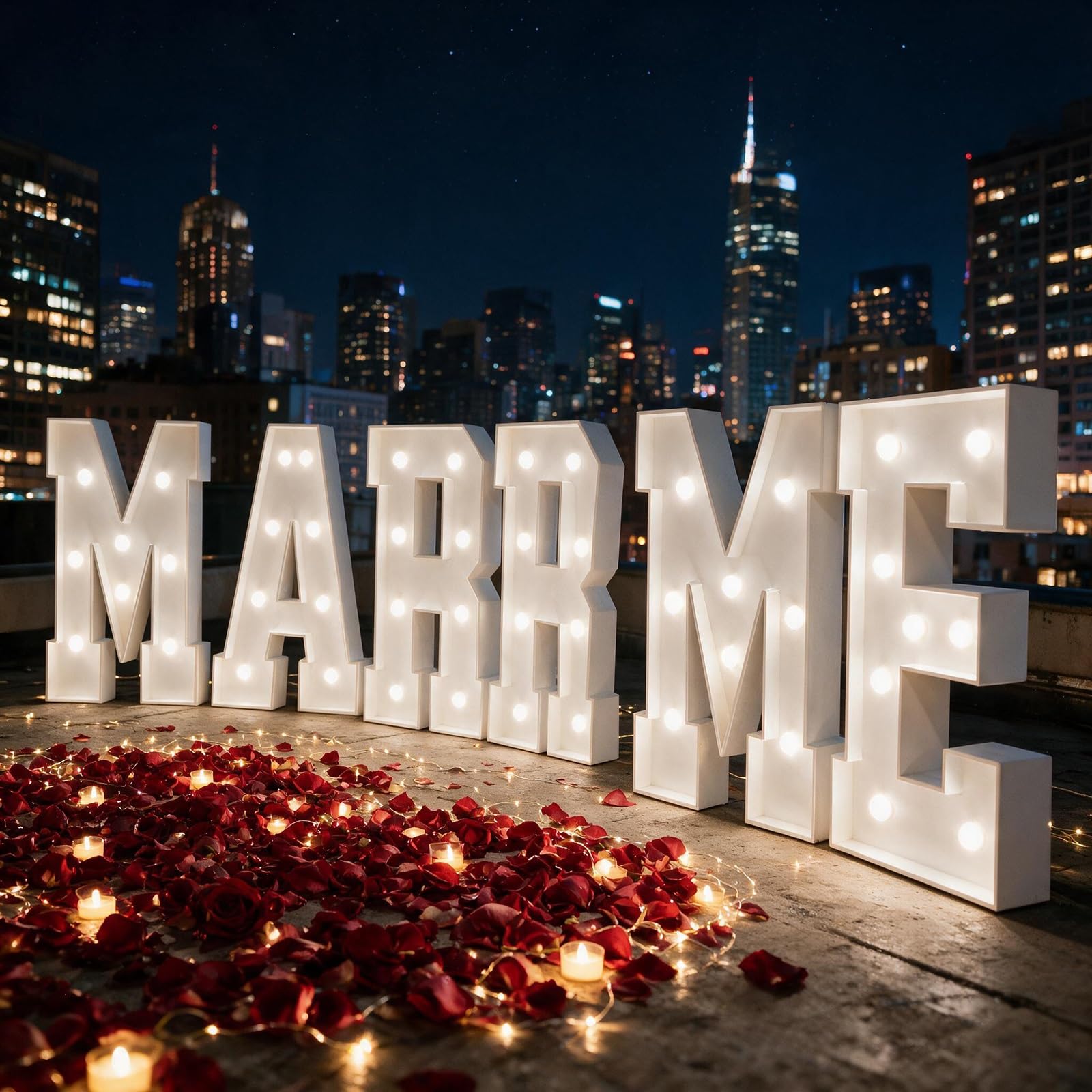 Decor Proposta "Marry Me", Lettere LED Insegna Luminose | Pannello KT Pre-tagliato, Montaggio Facile, Senza Fili, Leggero, Riutilizzabile, Decorazione San Valentino(Cool white,70cm)