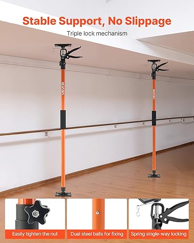 Miniatura 5 de VEVOR Varilla de soporte para gato de gabinete, paquete de 2, varilla telescópica de acero de soporte rápido de 45.7 a 114.2 pulgadas, sistema