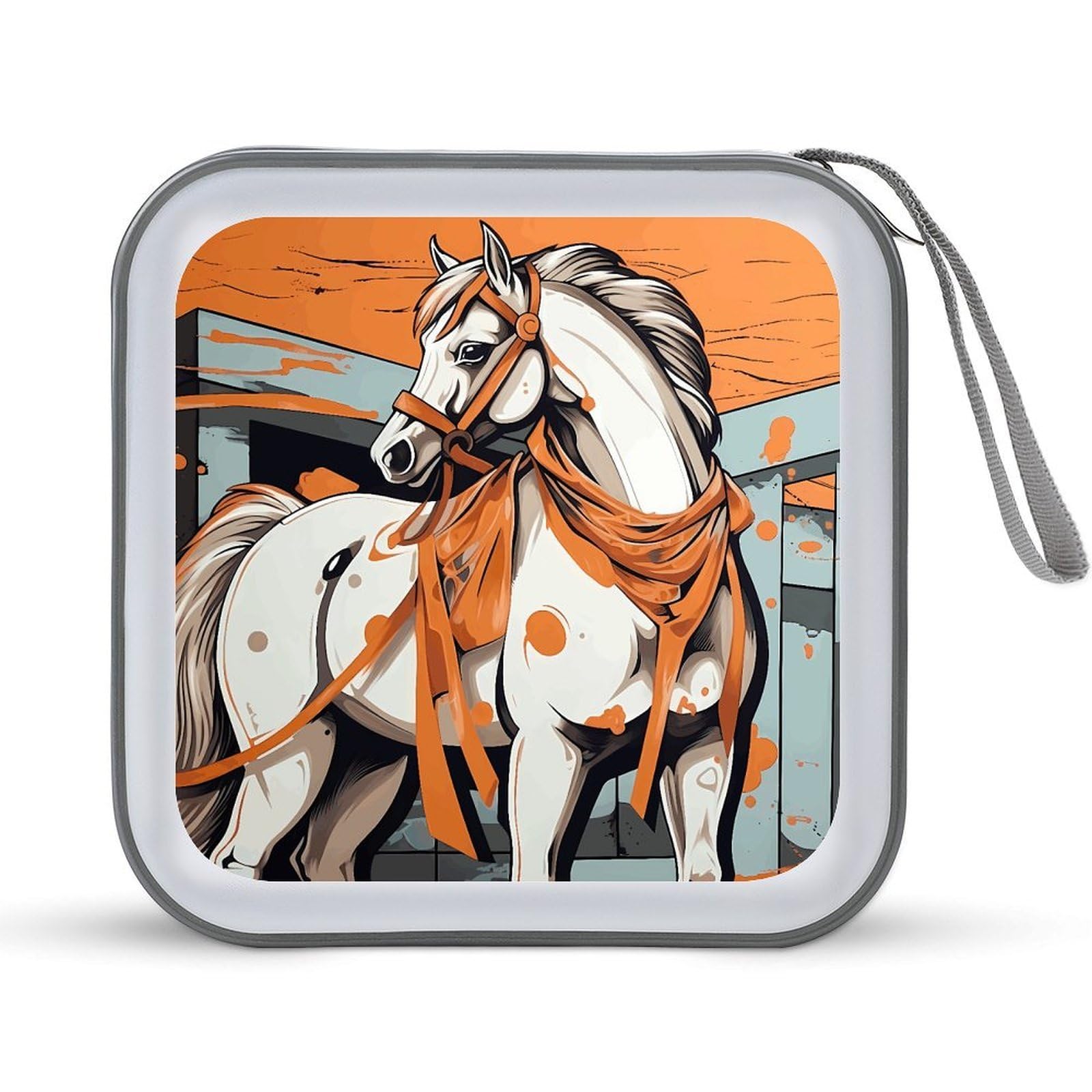 VstaDank A Cartoon Horse DVD Case 40 Capacity Protective Storage Organizer Binder Booklet Album Portable Disc Wallet Car CD Disc Holder Hard Plastic CD Case CD DVD Case Holder