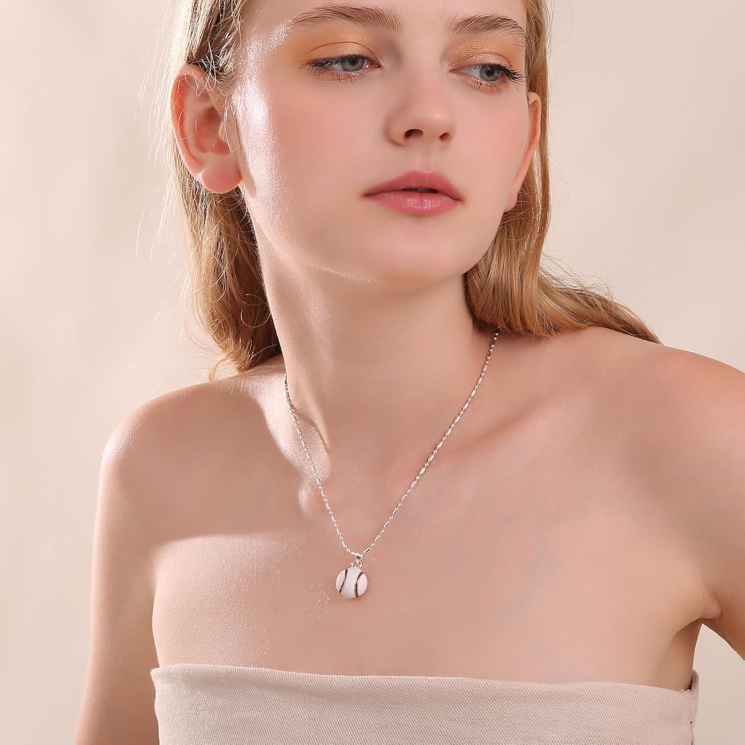 Sport Ball Necklace for Women, Soccer Baseball Football Basketball Volleyball Jewelry, Athletic Fan Pendant - Image 3