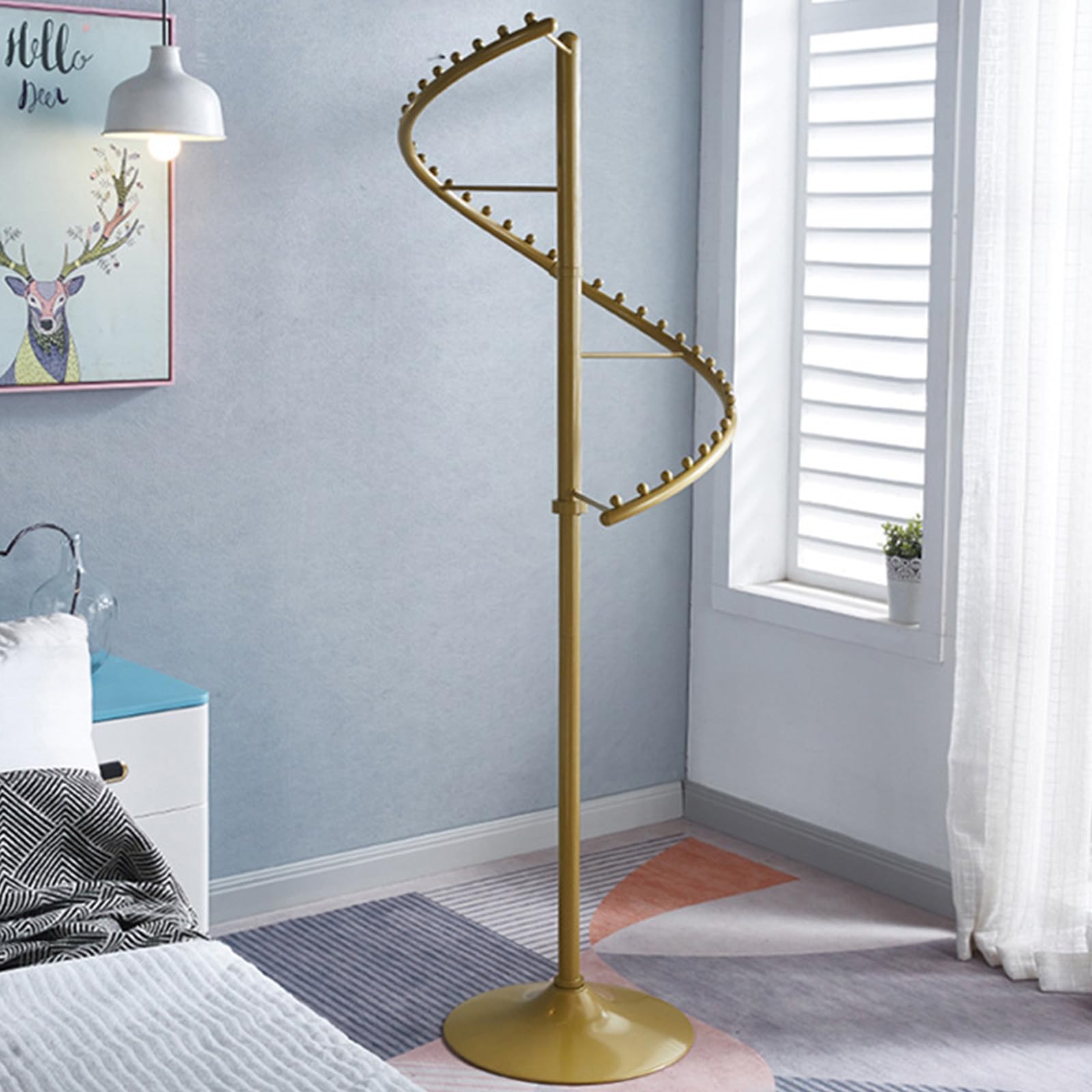 WDWDW Spiral Rotating Clothes Hanger Scarf Holder Heavy Duty Rack,S-Shaped Wardrobe Corner 360°,Space Saving Organizer Hanging Rack