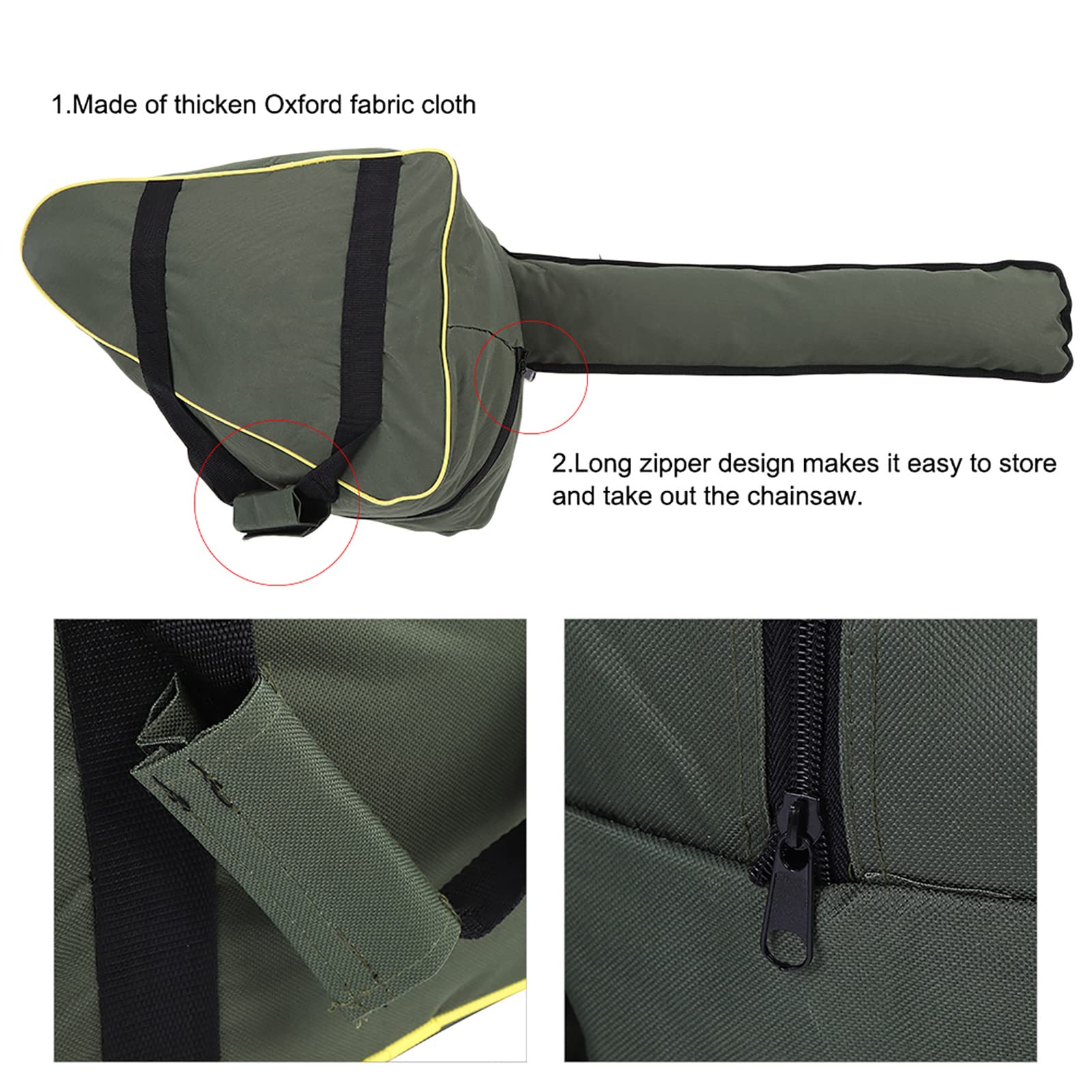 Sac de Rangement pour Outils de Jardin en Toile Oxford, Portable, Vert, 100x29x23 cm, pour Tronçonneuse et Tondeuse à Gazon, avec Compartiments Multiples