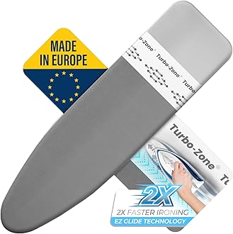 Bartnelli Ironing Board Cover and Pad, Made in Europe with New Patent Technology | 54x15 Iron Board Replacement Cover Featuring Park & Turbo Zone, Scorch Resistant 100% Cotton Thick Layered Top