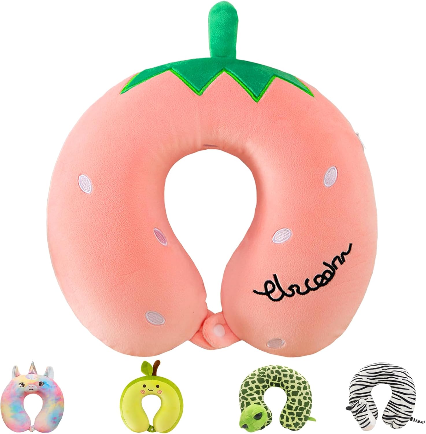 LUKIUP Children’s Travel Pillow, Strawberry U Shaped Pillow, Memory Foam Cervical Support Pillow, Airplane Neck Pillow, Removable Pillow Case, for Christmas Gifts for Girls LUKIUP Children’s Travel Pillow, Strawberry U Shaped Pillow, Memory Foam Cervical Support Pillow, Airplane Neck Pillow, Removable Pillow Case, for Christmas Gifts for Girls