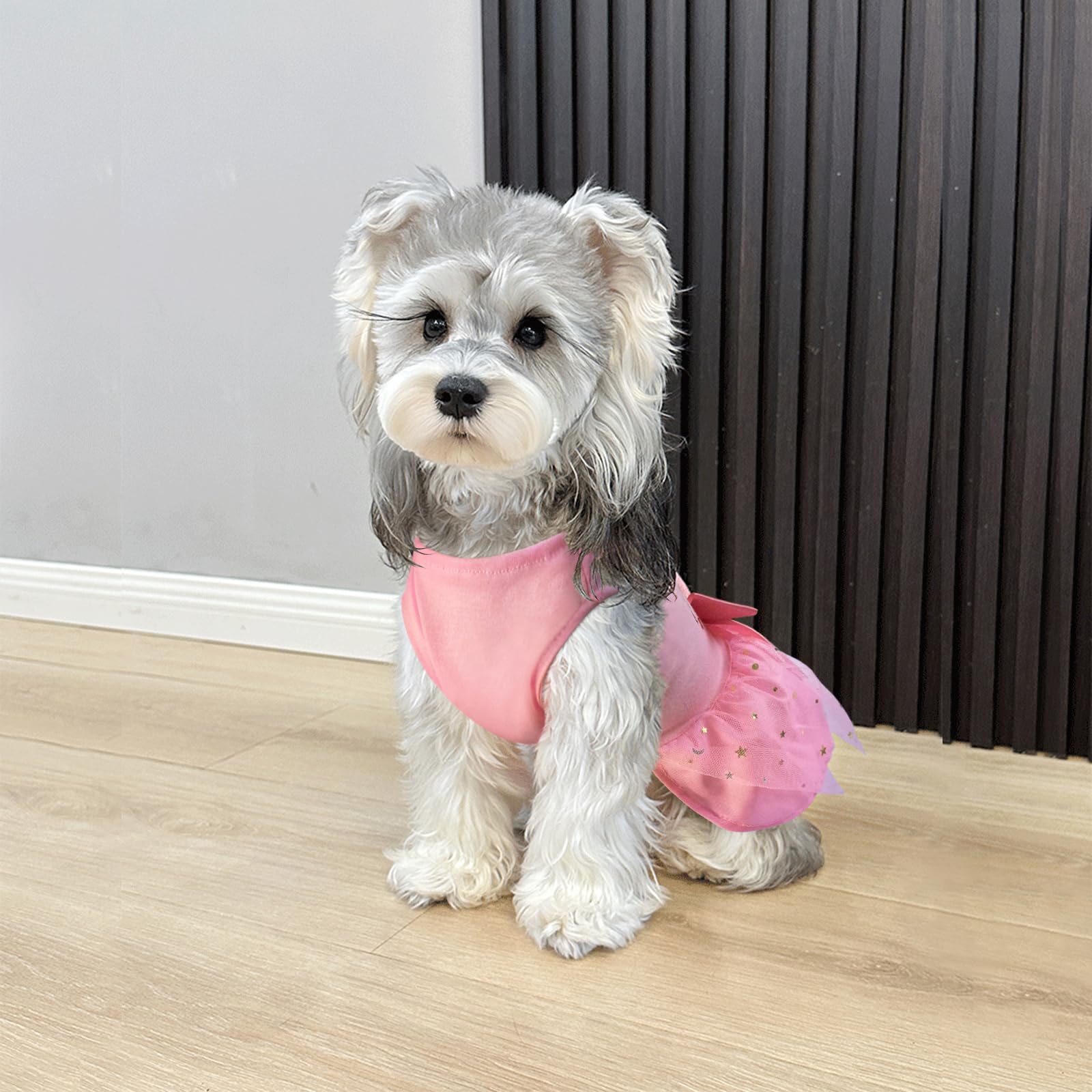 Idepet Vestido de princesa para perro, falda de tul para cachorros, ropa para mascotas, tutú para perro con lazo, vestidos de cumpleaños, ropa de vacaciones sin mangas para perros pequeños, niñas y