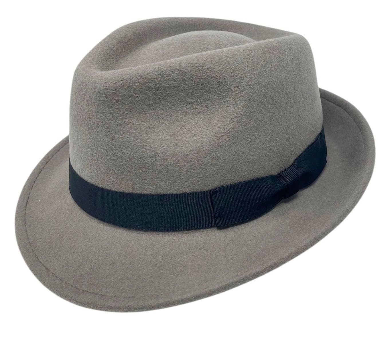 ROYALWORTH 100% Wool Trilby Hat Waterproof & Crushable Handmade with Grosgrain Band (UK, Numeric, 7, Grey)