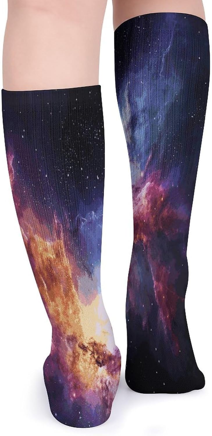 Nebula And Galaxy in The Universe Knee High Socks Cozy Knee High Socks Soft Mid-Length Sock for All Seasons Daily Wear Adult