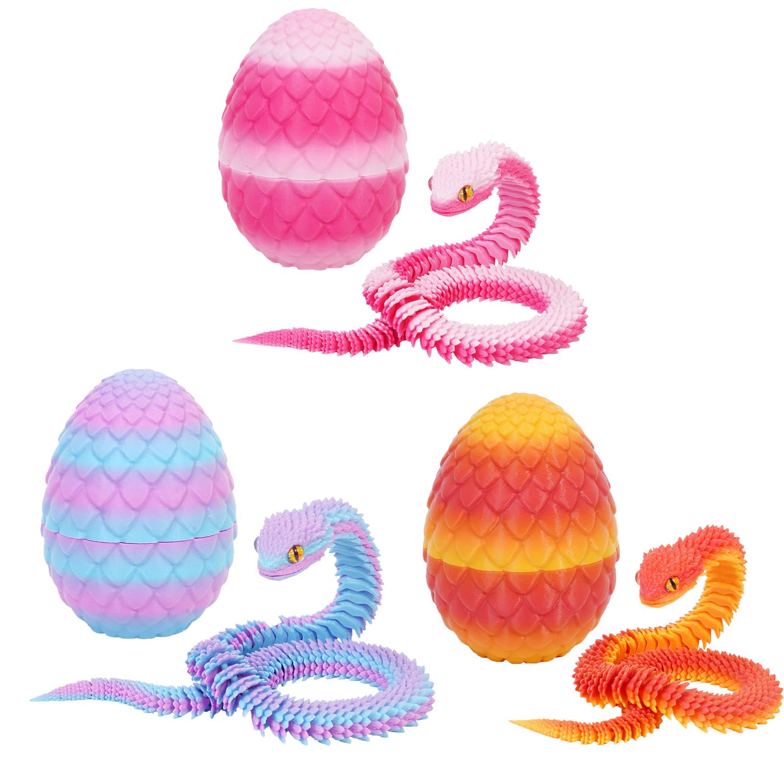 2 Figuras De Serpiente Articuladas Impresas En 3D – Modelos De Láser Rosa Y Violeta, Decoración De Escritorio Y Regalo Original